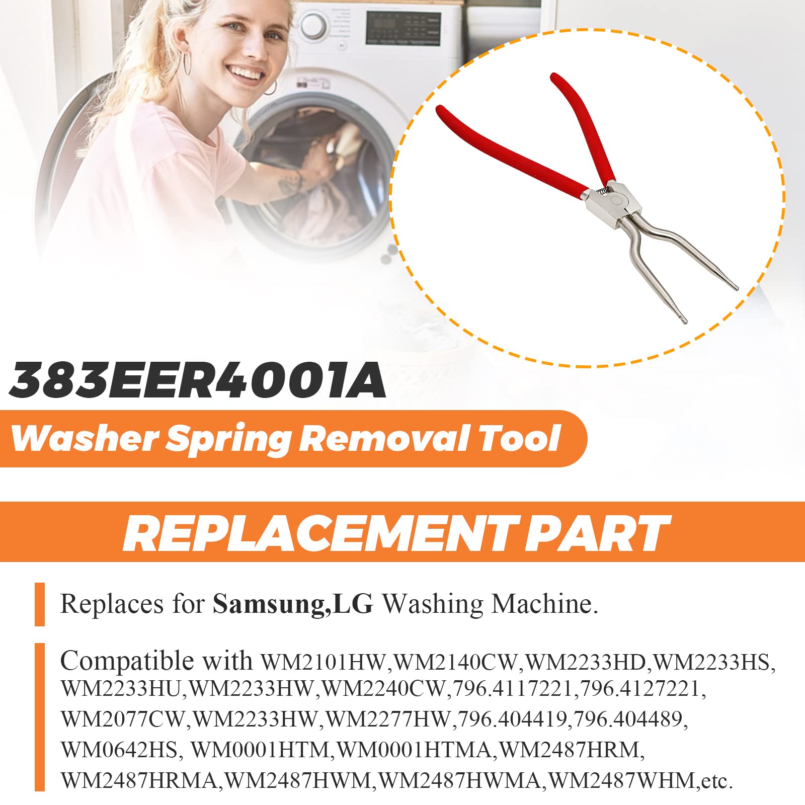 383EER4001A Washer Inner/Outer Tub Spring Expansion Tool by Beaquicy - Replacement for L-G Samsung Washing Machine - Solid Metal Washer Spring Expansion Tool can spread to a maximum of 4.3 inches