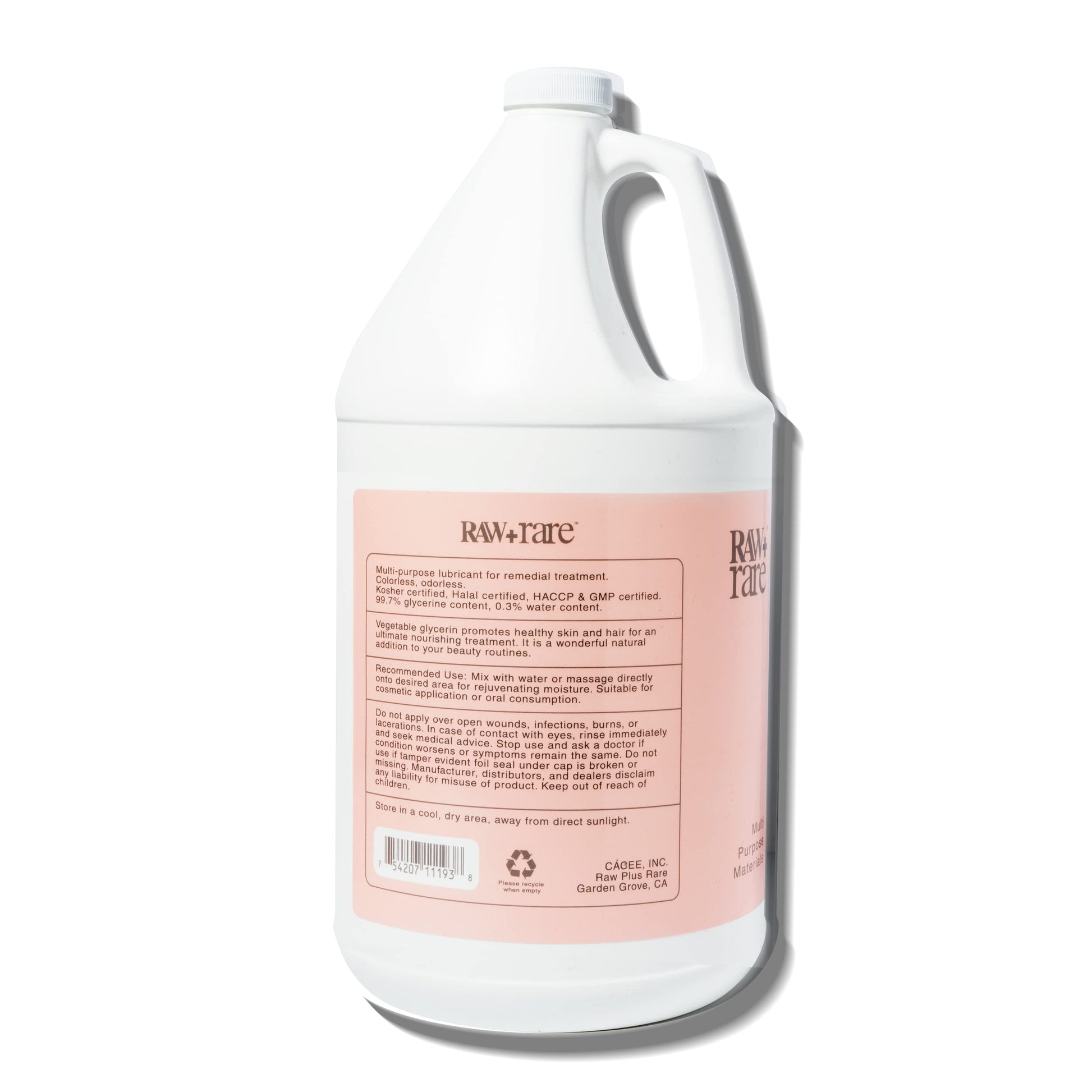 Raw Plus Rare Natural Glycerin for Skin and Face, Bulk Gallon (128 fl oz), USP Food Grade/Cosmetic Grade, for Hair, Skin, Crafts, Soap Base Oil - Kosher, Halal and Pharmaceutical Grade