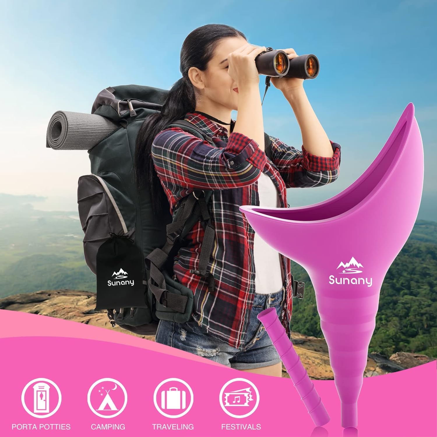 Female Urination Device, Reusable Female Urinal Silicone Women Pee Funnel Allows Women to Pee Standing Up, Portable Womens Urinal is The Perfect Companion for Camping,Outdoor,Travel
