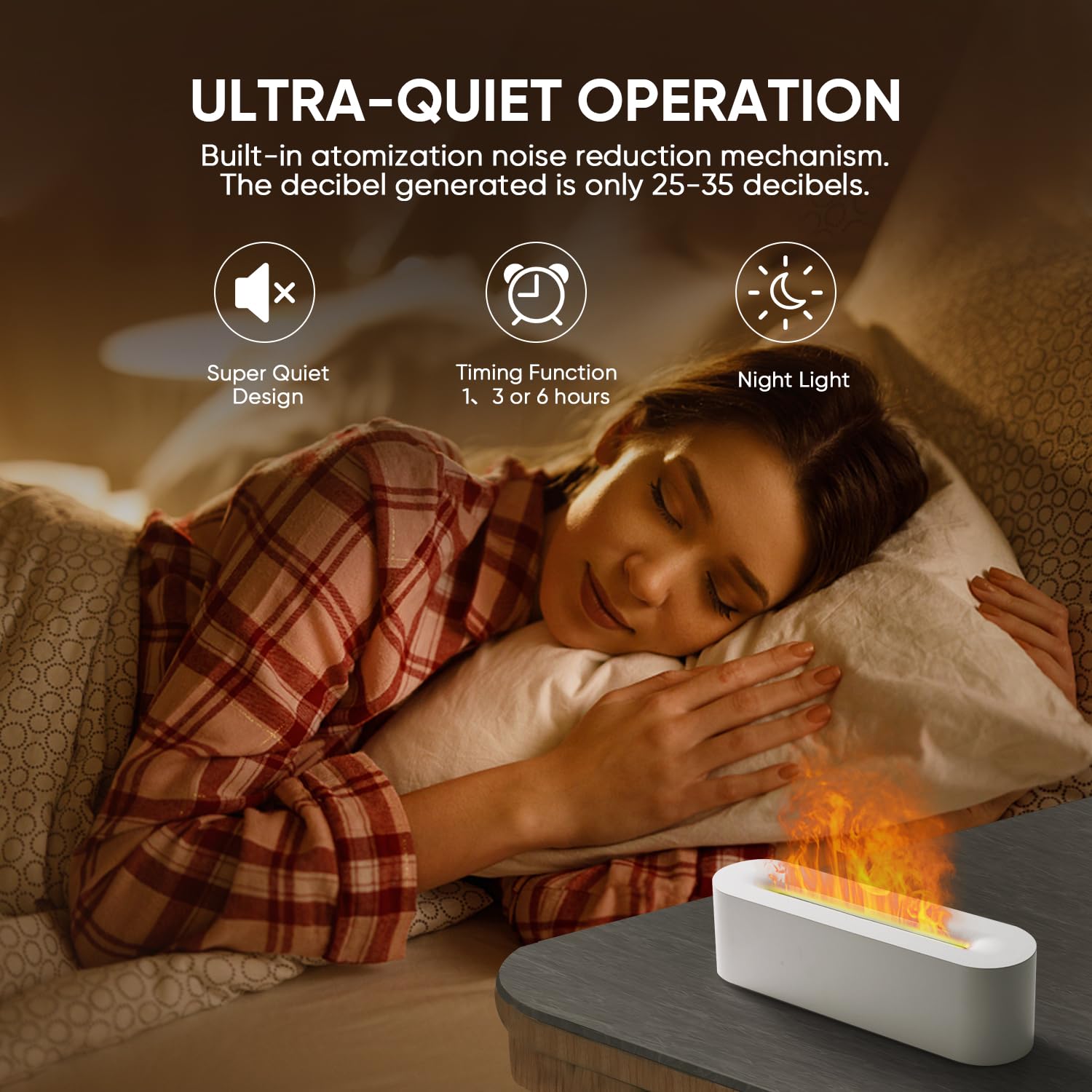 YALEDI Essential Oil Diffuser, Fireplace Fire Flame Aromatherapy Diffuser, 150ml Ultrasonic Cool Mist Humidifier, Scent Aroma Diffuser with 7 Colors Light, Timer & Auto-Off for Home, Room (White)