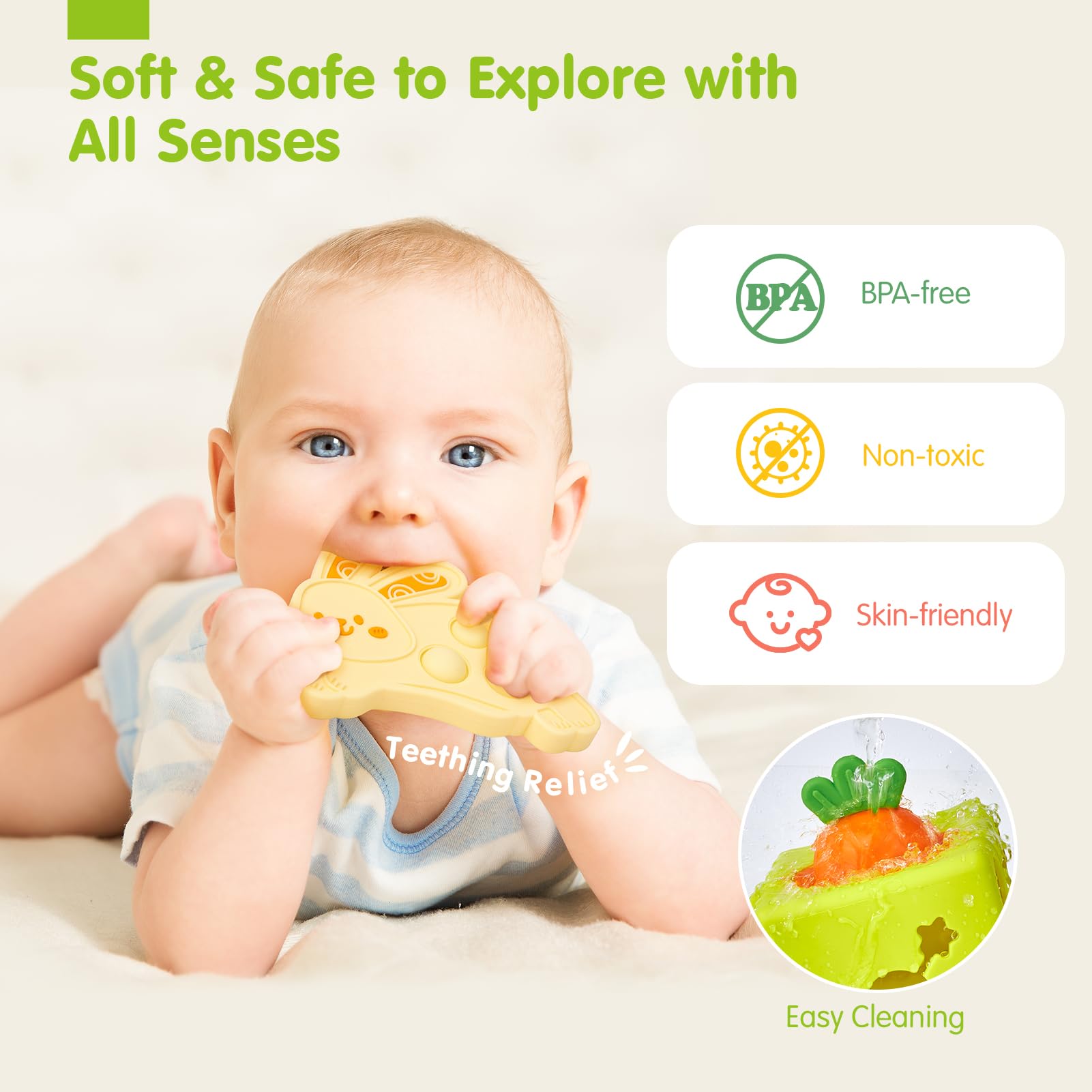 hahaland Baby Tissue Box Toy - Silicone Baby Toys 6-12 Months Montessori Toys for 6 Month Old, 6-in-1 Soft Busy Activity Cube with Scarves, Crinkle, Textures, Mirror, Sensory Popper, Stocking Stuffers