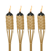 TIKI Bamboo Tiki Torches 4-Pack – Weather-Resistant Outdoor Décor with Easy-Pour Wide-Mouth Canister Refill for Patio, Garden, Backyard, and Parties, 57-Inch Citronella Torches