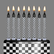 Cindeer 12 Pcs Racing Cars Themed Birthday Candles Black and White Checkered Flag Cupcake Topper for Racing Cars Party Decoration Baby Shower for Boys Children