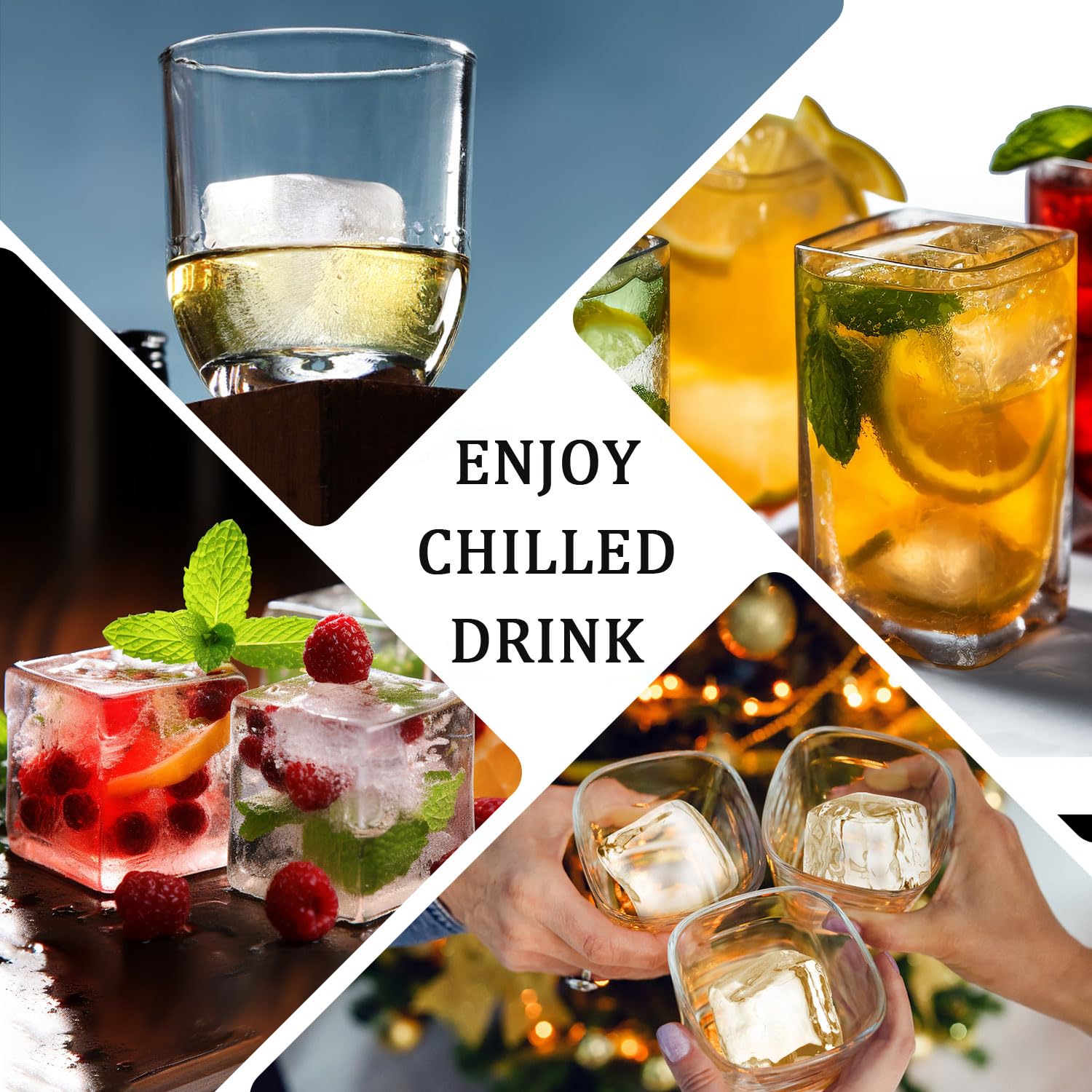 Large Ice Cube Tray for Whiskey: FDDBI Silicone Ice Cube Trays with Lid - 2Pack Big Square Old Fashioned Ice Cube Maker for Cocktail - 2inch Huge Cubed Ice Trays for Whisky