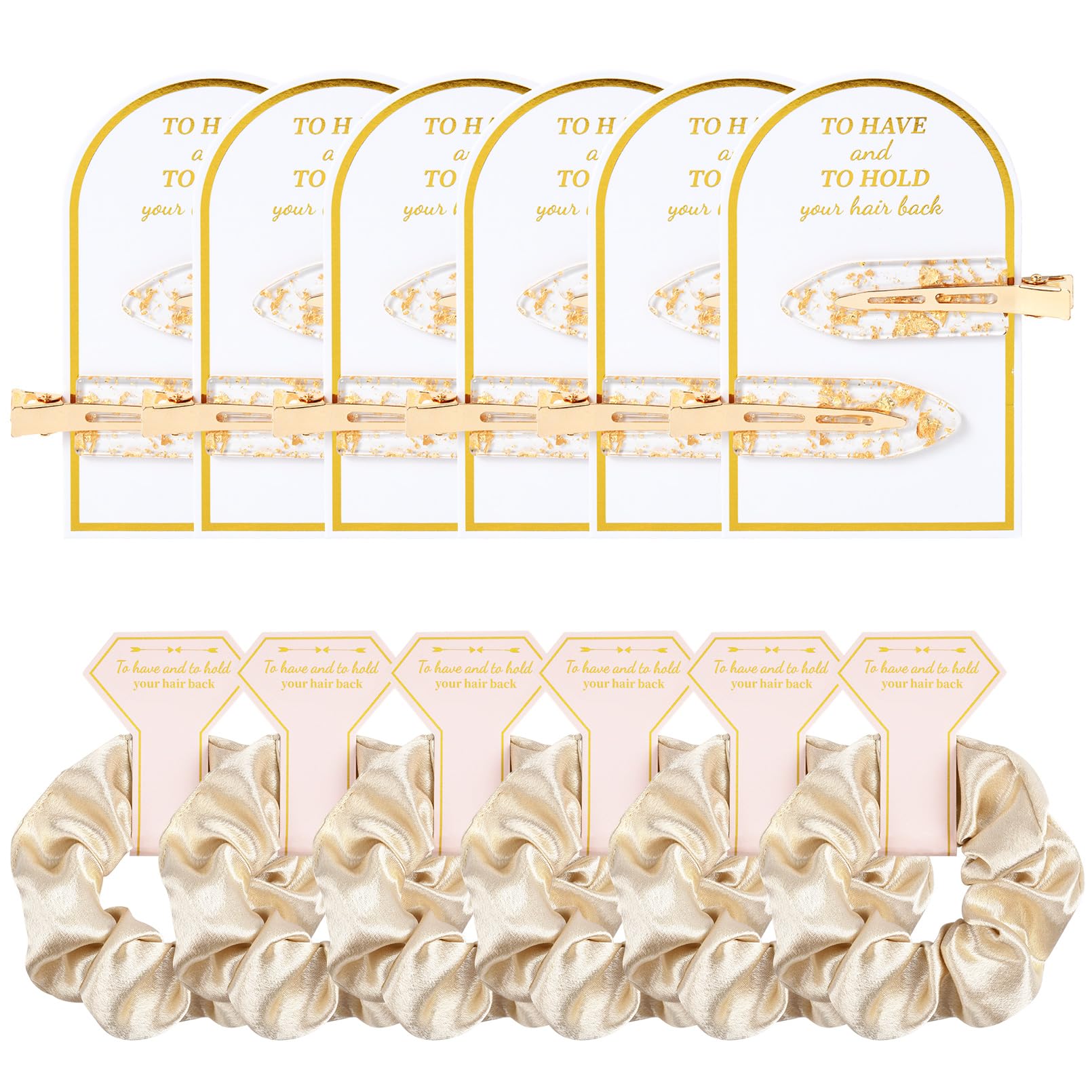 12 PCS Soft Silk Satin Hair Accessories - Scrunchies, Hair Clips for Bridal Shower Gifts, Wedding Favors for Women and Girls