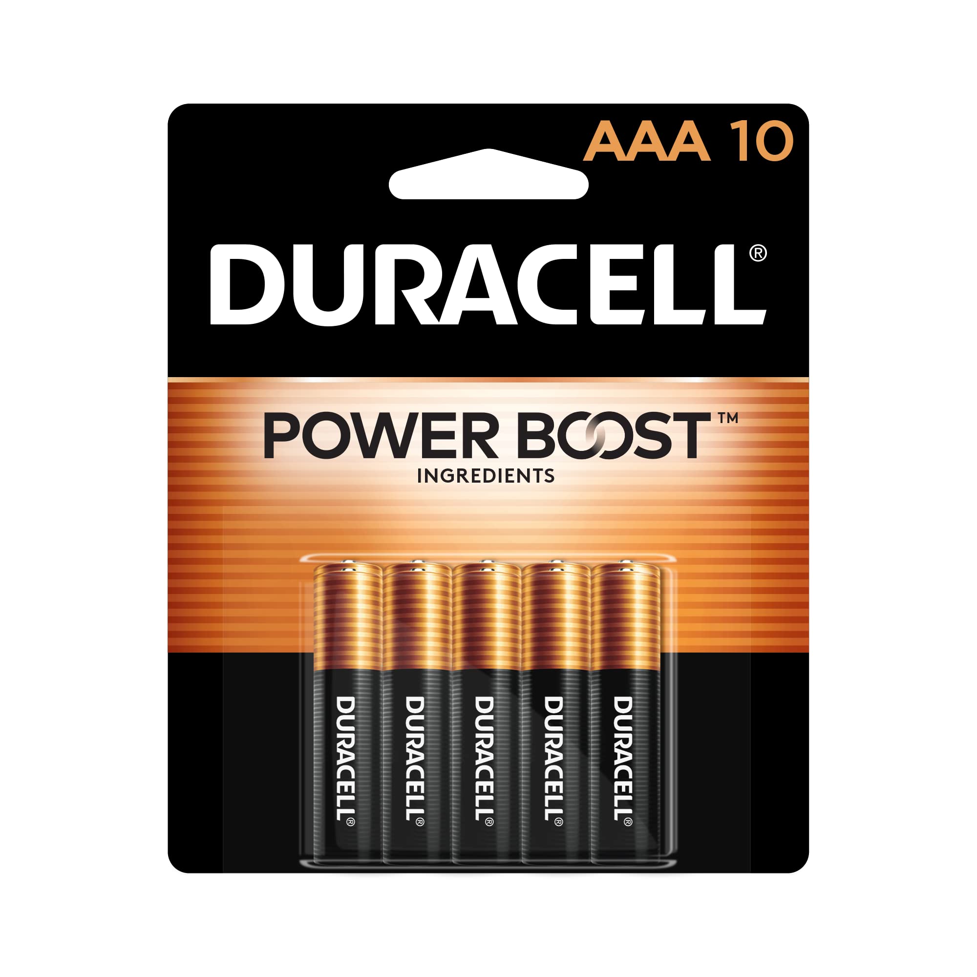 بطاريات AAA Duracell Coppertop بمكونات Power Boost، حزمة من 10 بطاريات Triple A ذات طاقة تدوم طويلاً، بطارية قلوية AAA للأجهزة المنزلية والمكتبية