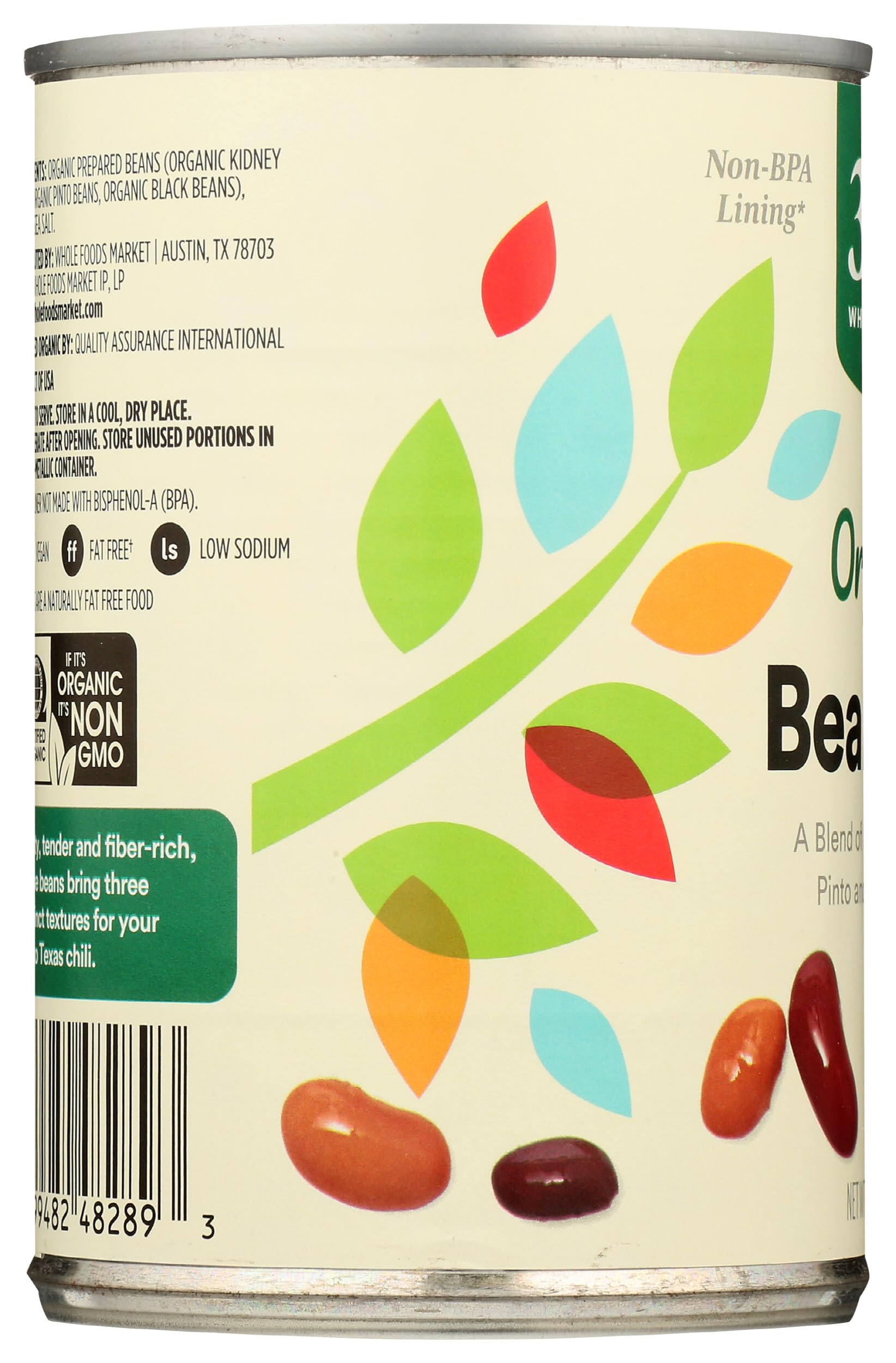 365 by Whole Foods Market, Organic Bean Trio (Kidney, Pinto, & Black Beans), 15 Ounce
