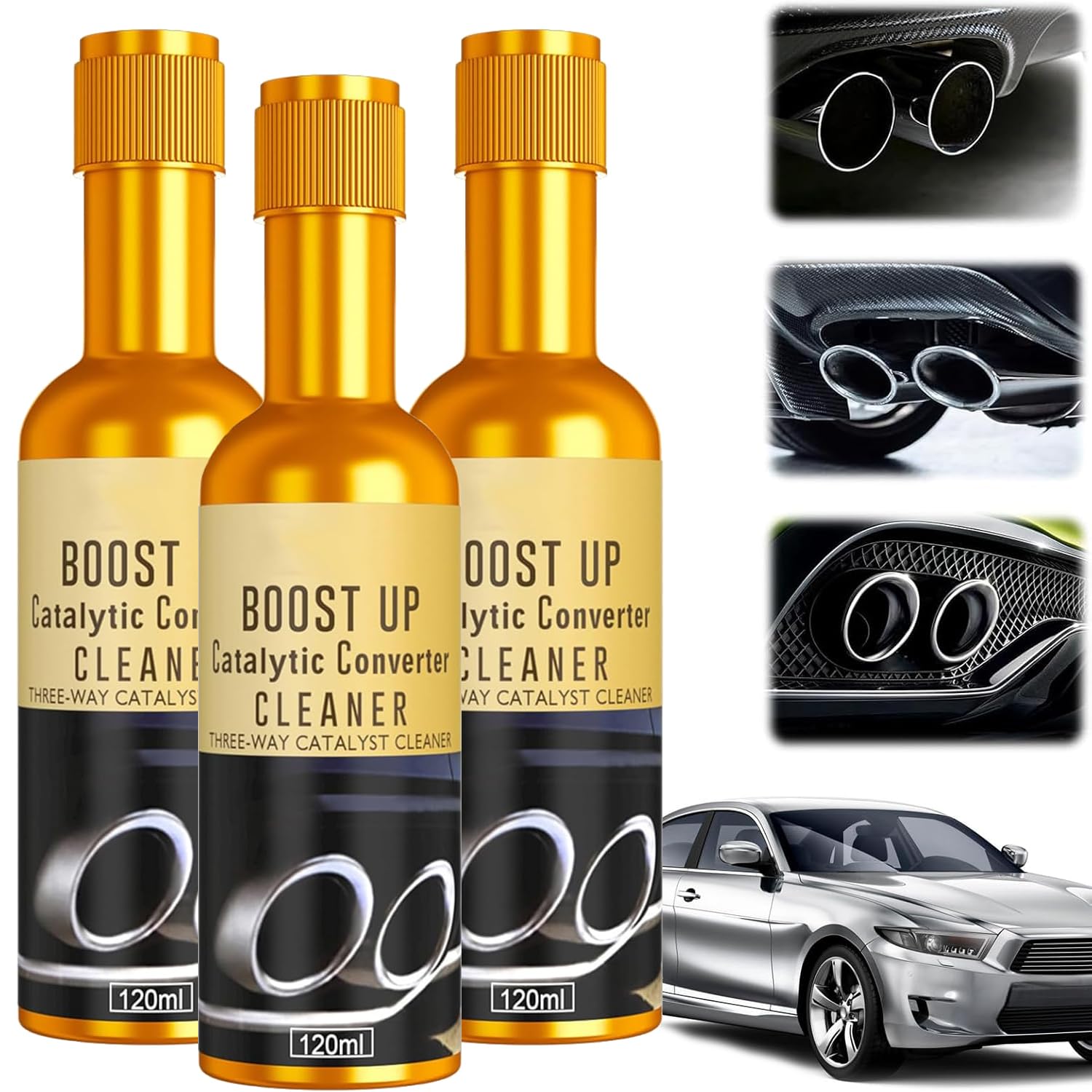 3 Pcs Catalytic Converter Cleaner Auto Parts Engine, Exhaust System Pipe Carbon Removal Cleaner Treatment Additive Oil, Fuel System Treatment Oil Additive for Gas and Diesel Car