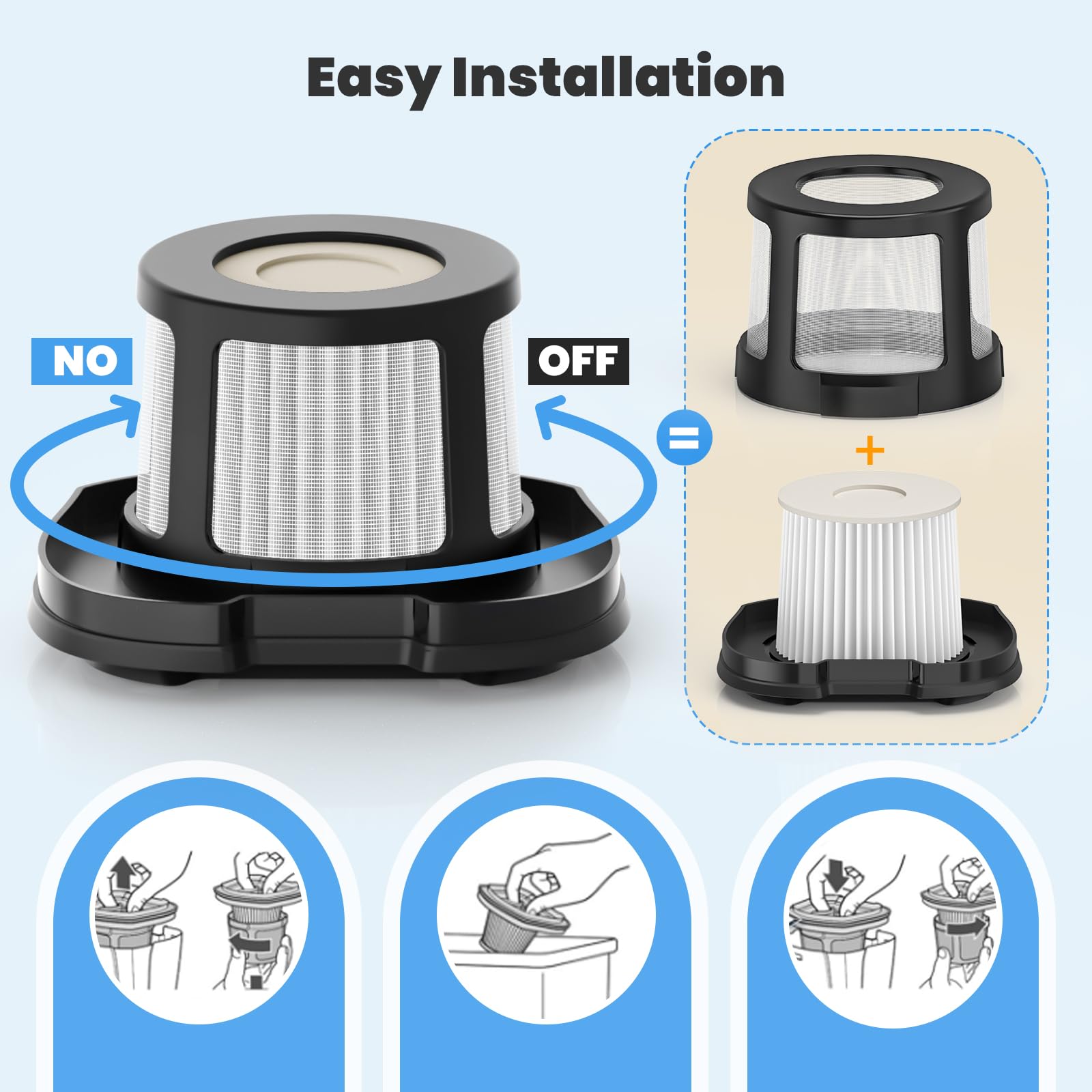 4 Pack 2284w Vacuum Replacement Filter for Bissell Pet Hair Eraser Filter Hand Vacuum 2284W 2390 2389 2390A, Compare to Parts # 1614212 1614203 1614204, 4 Mesh Filters and 4 Foam Filters