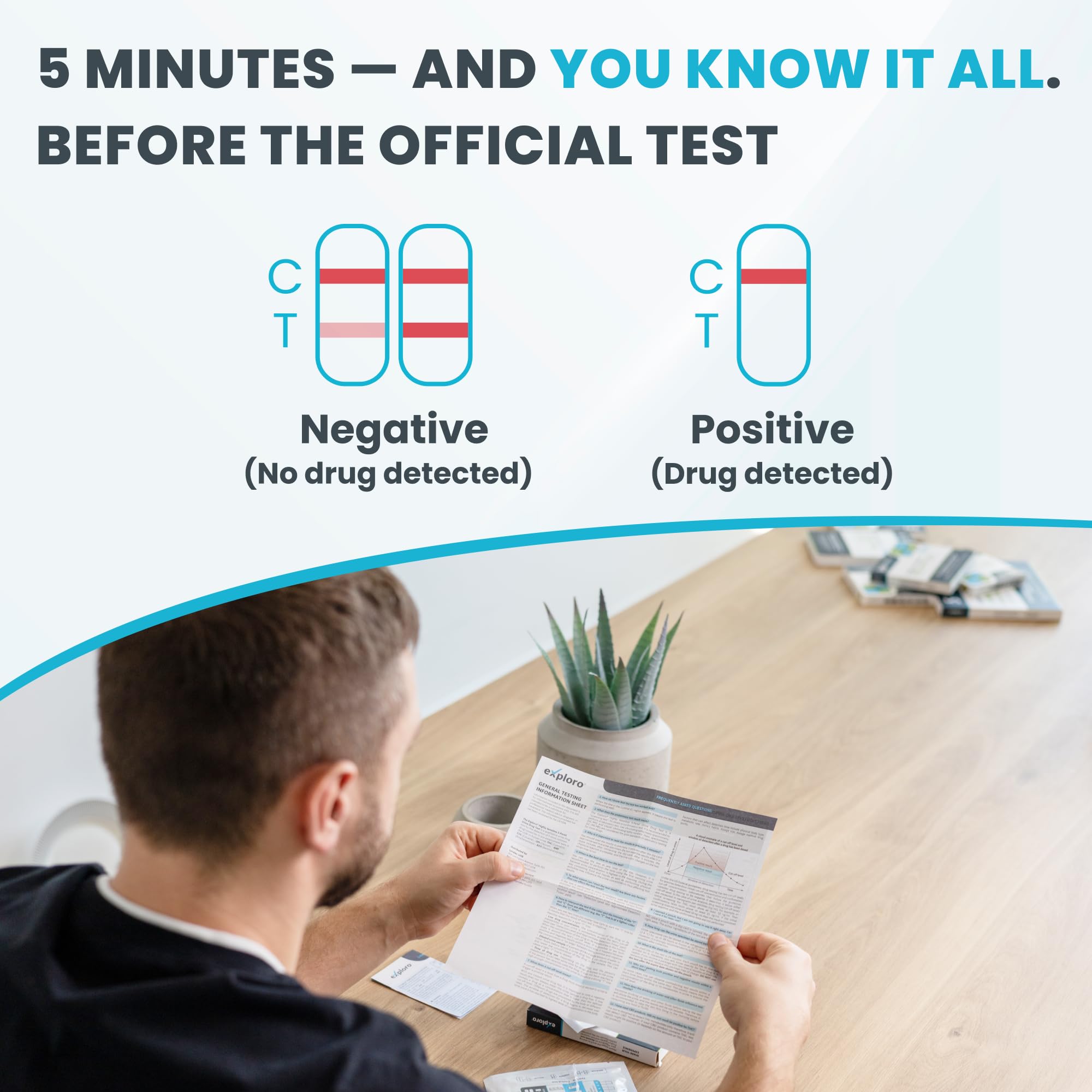 Exploro Highly Sensitive at Home Marijuana Drug Test Kit, THC Drug Test Kit Marijuana/Weed, THC Drug Test Urine, Easy Home Drug Test Marijuana/THC Substance Abuse, 15 THC Test Strips/Sticks, 50 ng/ml