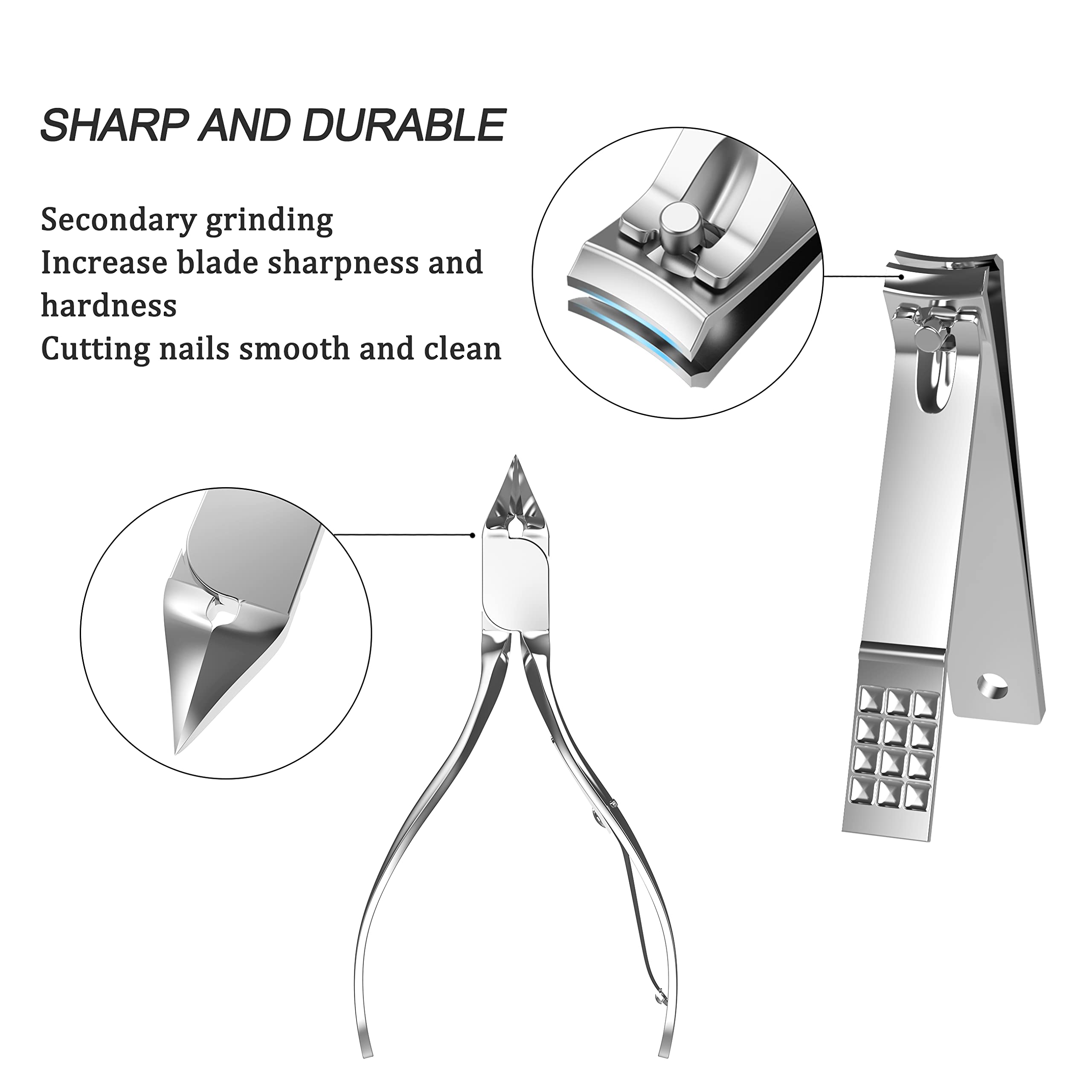Tseoa Manicure, Pedicure Kit, Nail Clippers, Professional Grooming Kit, Nail Tools with Luxurious Travel Case, Set of 12 … (nail clippers 12pcs)
