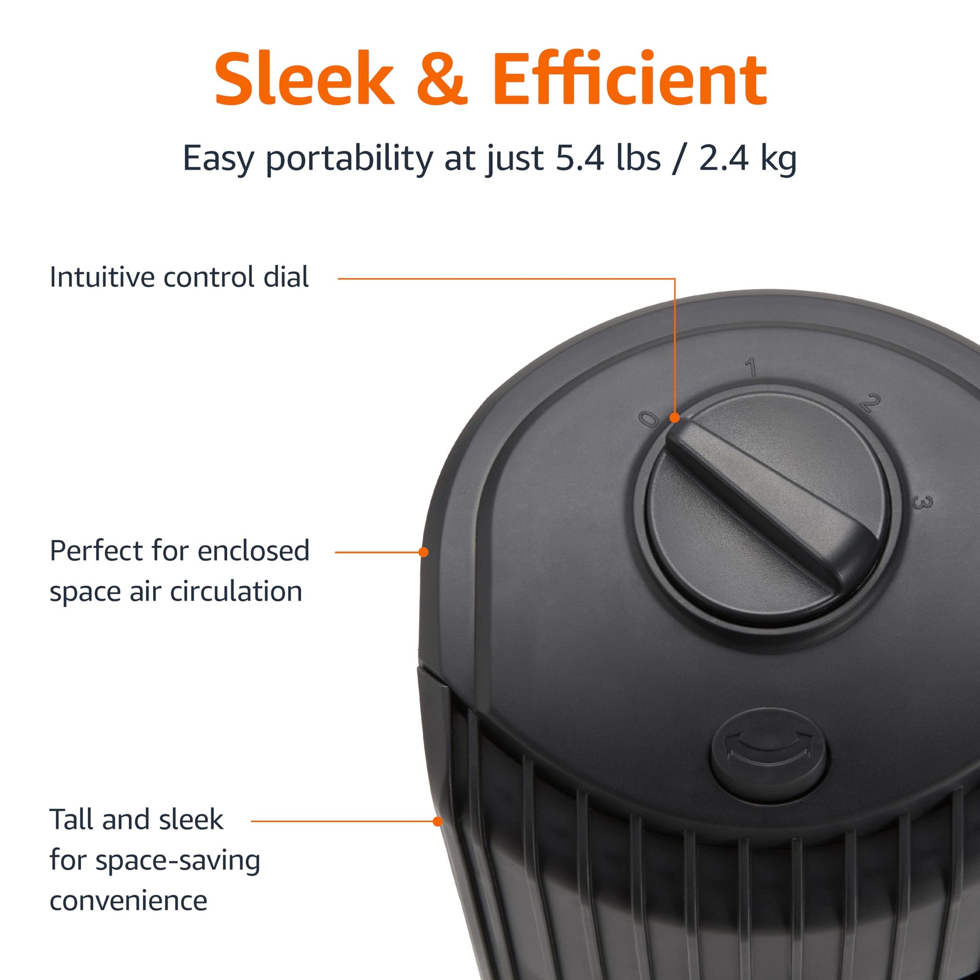 Amazon Basics 28" 60-Degree Oscillating Tower Fan for Bedroom, Living Room, Office, With 3 Speeds, Intuitive Mechanical Control, Black, 35W, 27.8"H x 9.4"D x 9.4"W