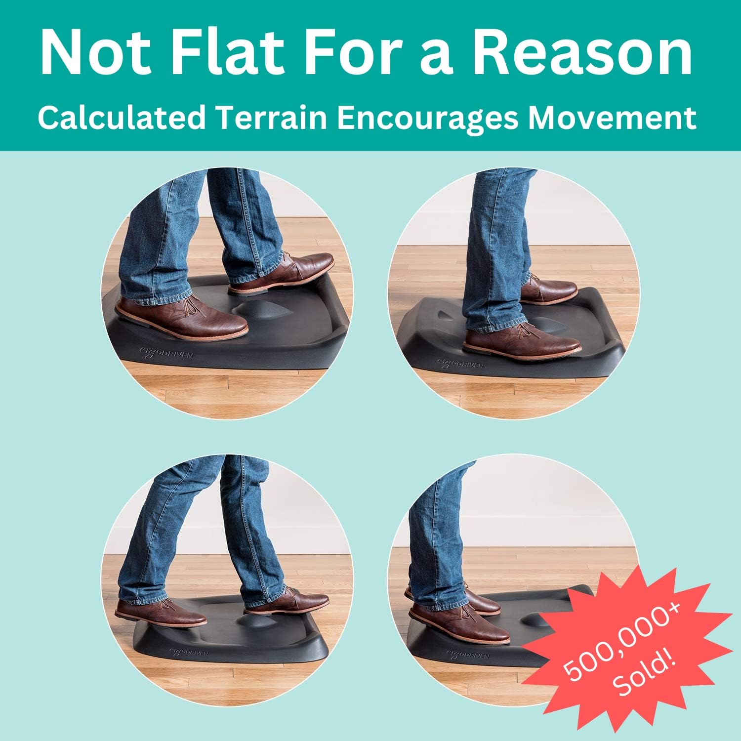 Topo Comfort Mat by Ergodriven | The Original Not-Flat Anti-Fatigue Standing Desk Mat with Calculated Terrain | Accessories | Obsidian Black