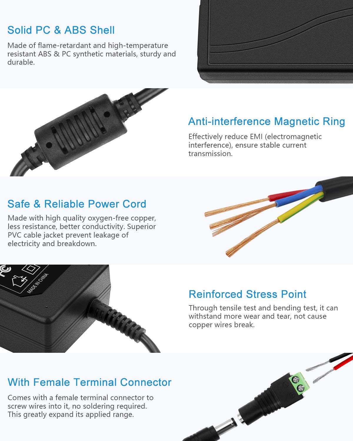 ALITOVE 24V 3A 72W AC to DC Adapter Power Supply Converter AC 100V ~ 240V to DC 24V 3amp Transformer with 5.5x2.1mm DC Output Jack for 5050 3528 LED Strip Module Light, CCTV Camera System