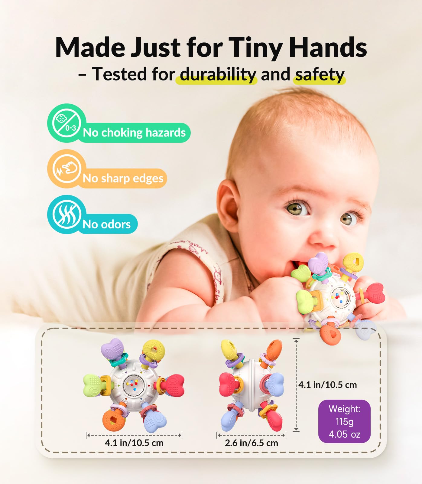 Baby Teething & Rattle Toys – Safe, Multi-Functional BPA-Free Silicone Sensory Learning Toys for Infant 0-12 Months–Teething Relief & Fun Play – Perfect Baby Gift for Boys & Girls