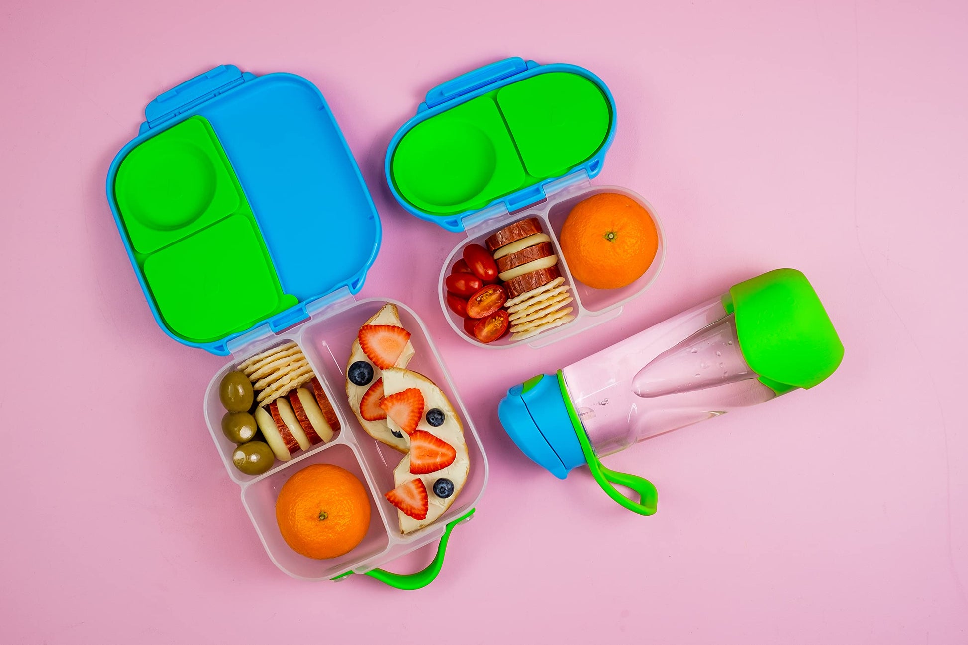 b.box Snack Box for Kids & Toddlers: 2 Compartment Snack Containers, Mini Bento Box, Lunch Box. Leak Proof, BPA free, Dishwasher safe. School Supplies. Ages 4 months+ (Ocean Breeze, 12oz capacity)