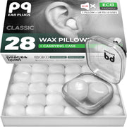 PQ Wax Ear Plugs for Sleeping - 28 Silicone Wax Earplugs for Sleeping and Swimming, Gel Ear Plugs for Noise Cancelling, Sleeping Earplugs, Sound Blocking Level of 32 Db (28 Pillows), Color: White