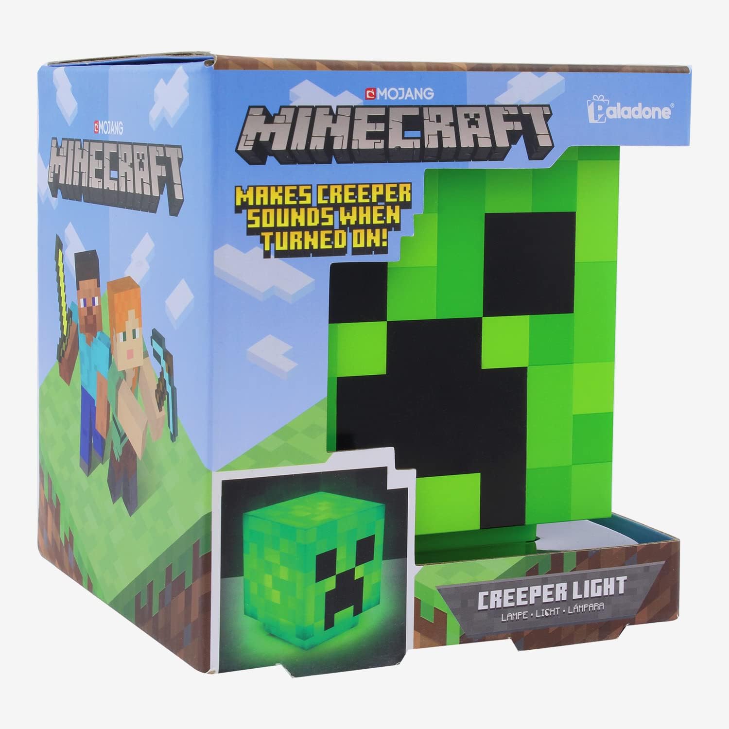 Paladone Minecraft Creeper Desk Light with Official Creeper Sounds, Handheld Night Light for Kids Room or Gamer Décor - Licensed Minecraft Gifts