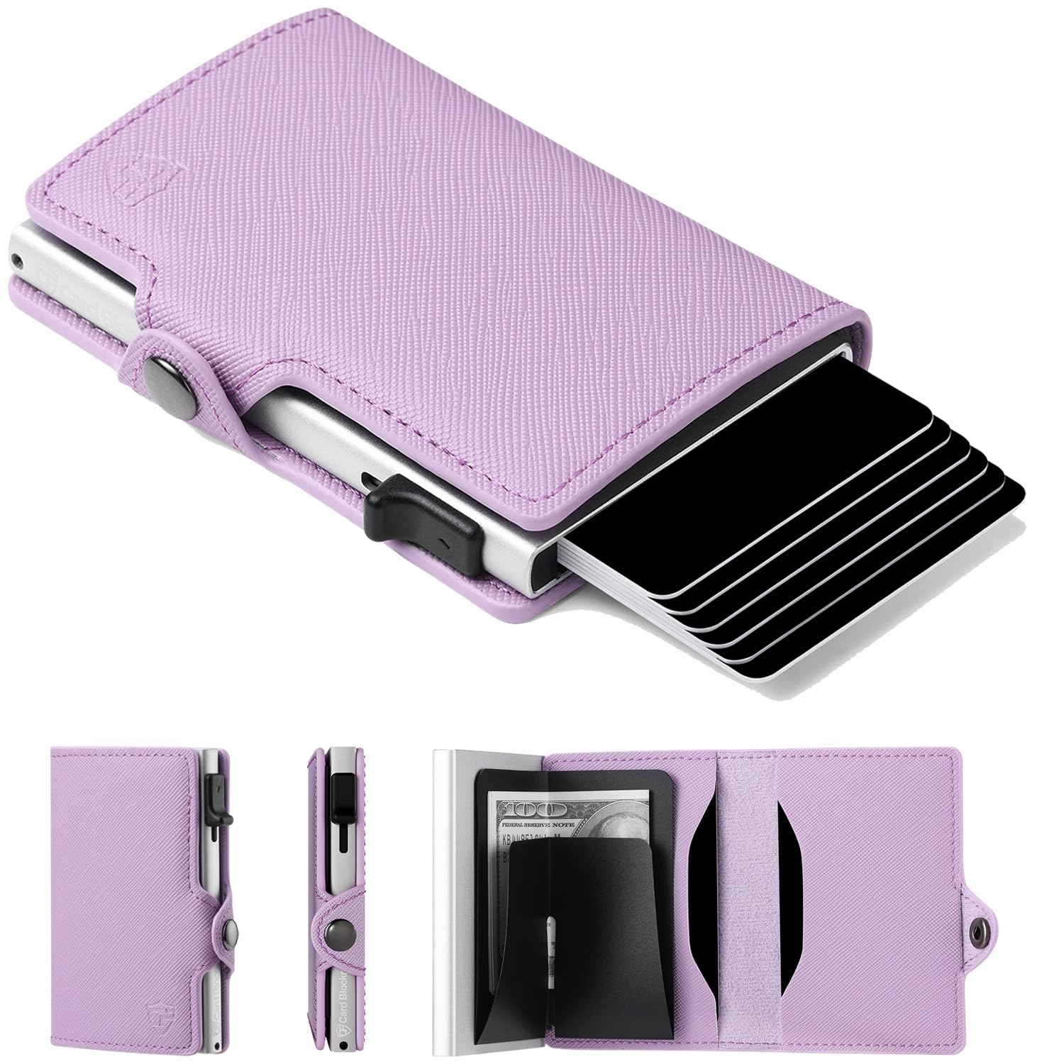 Conceal Plus Small RFID Wallet Women, Slim Compact Travel RFID Blocking Credit Card Holder Womens Wallet, Smart Pop Up RFID Minimalist Card Case, Capacity 6-10 Cards Plus Cash & ID