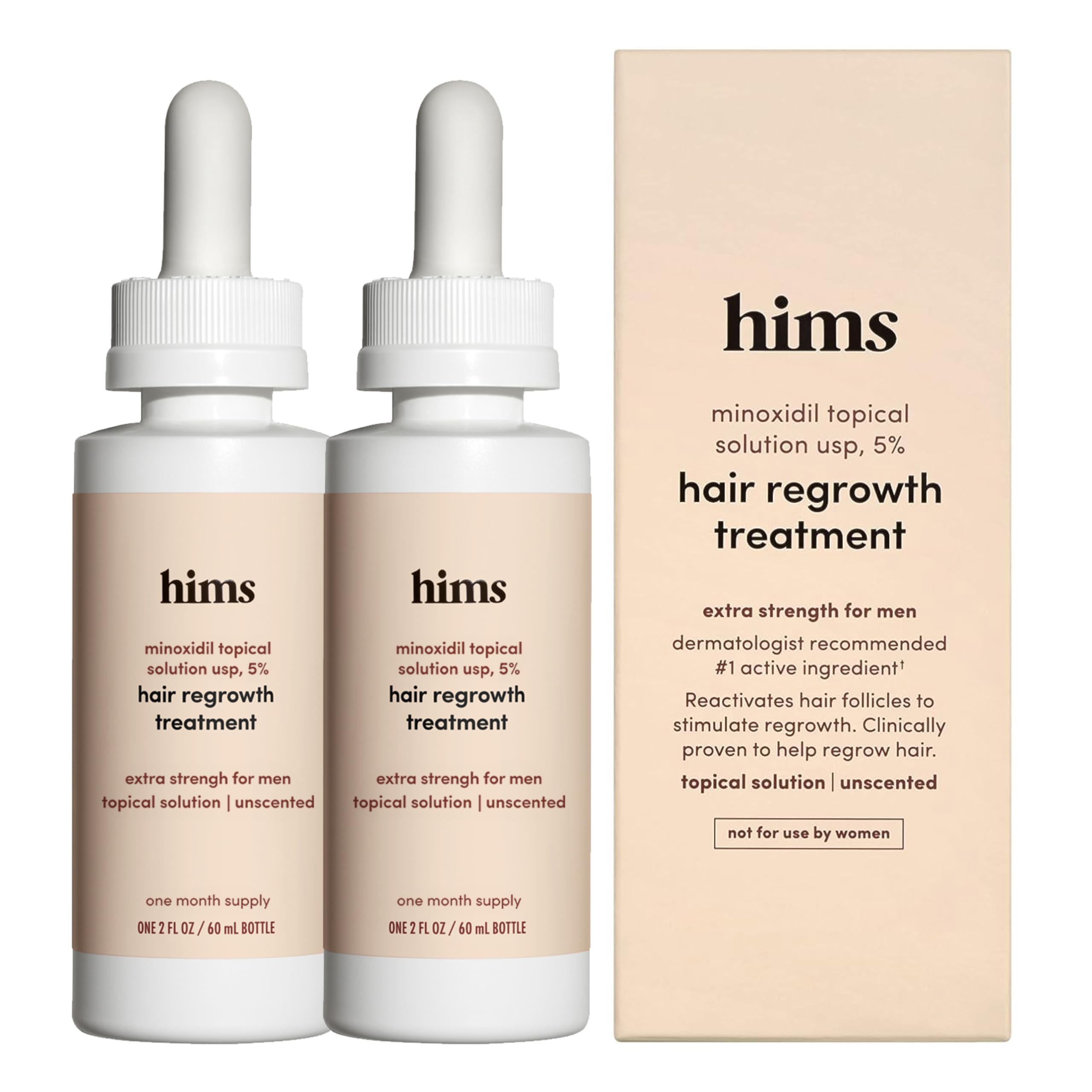 hims Extra Strength Hair Regrowth Treatment for Men with 5% Topical Minoxidil Foam for Hair Loss and Thinning Hair, Unscented No Drip Formula, 3 Month Supply, 3 Pack