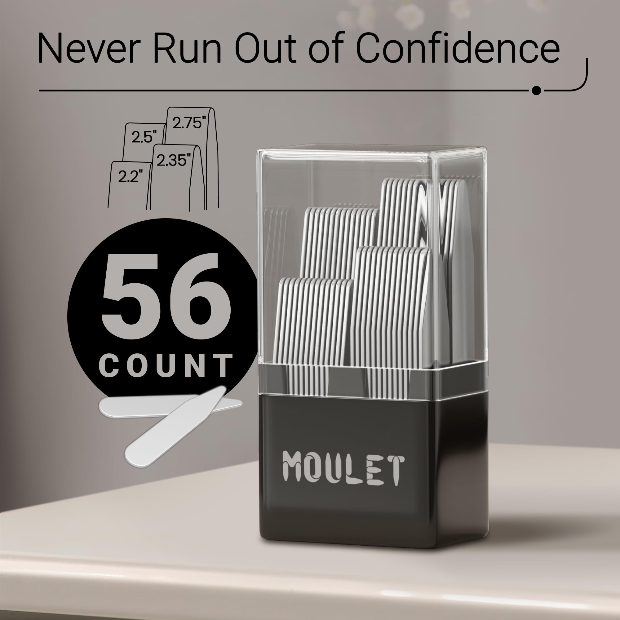 56 Metal Collar Stays for Men's Dress Shirts – Premium Stainless Steel Collar Inserts in 4 Sizes
