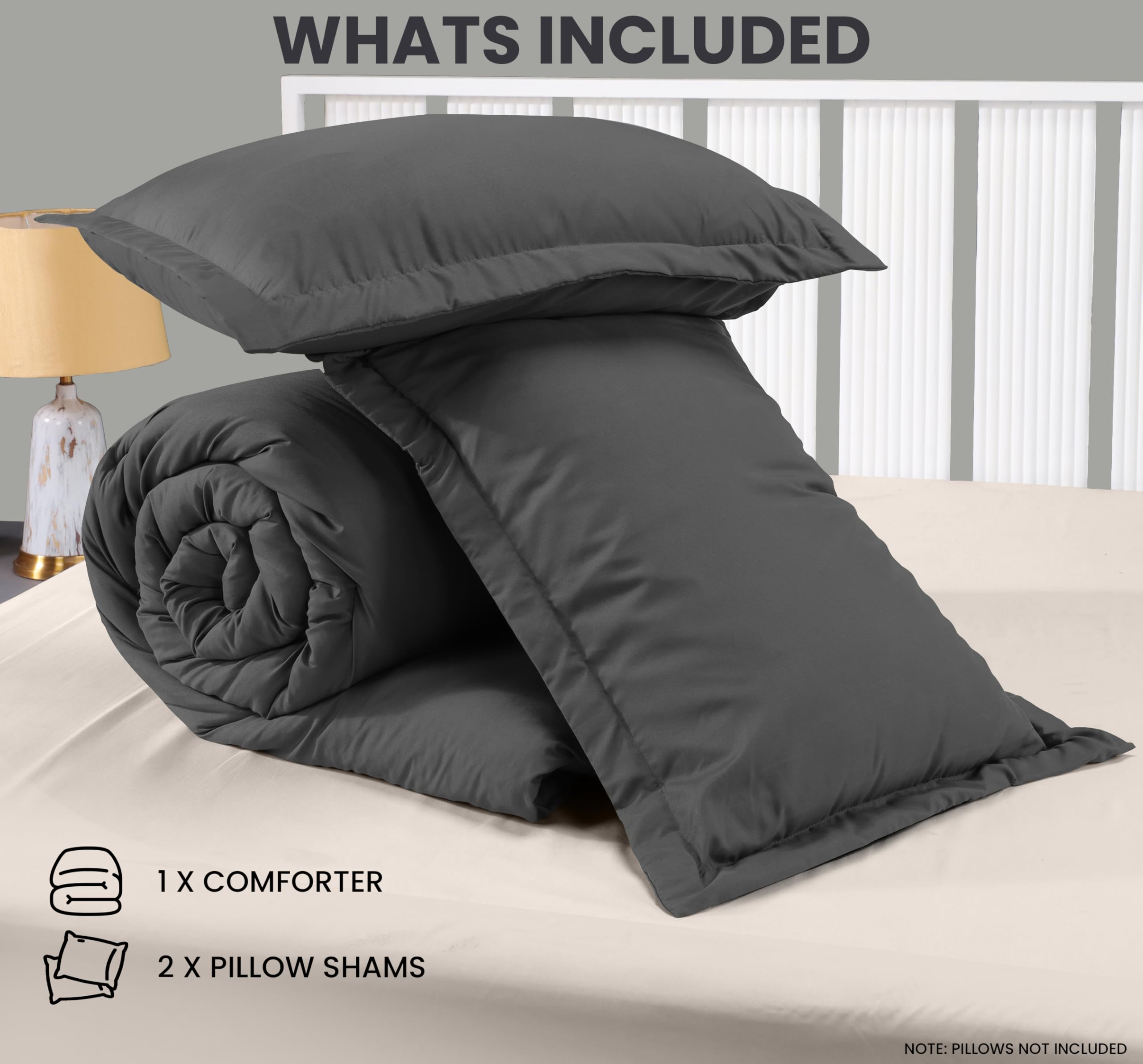 Utopia Bedding Queen Comforter Set Grey, Comforters Queen Size 3 Pieces Bedding Comforters Sets, Down Alternative Soft Bed Set, 1 Comforter (88 x 88 inches) 2 Pillow Shams (20 x 26 inches)