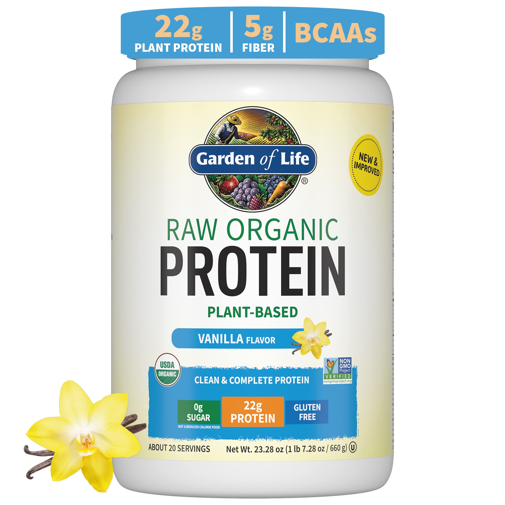 Vegan Protein Powder - Chocolate Protein Powder, Organic Protein Powder, 22g Plant Based Protein & BCAAs, Probiotics & Digestive Enzymes - Garden of Life Protein Powder, Gluten & Lactose Free 1.5 LB