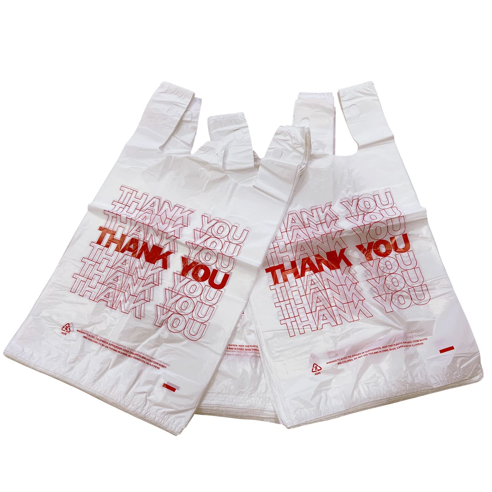 TashiBox Shopping Bags/Thank You Bags/Reusable and Disposable Grocery Bags - Measures 11.5"" X 6.25"" X 21"", 15mic, 0.6 Mil (308)", transparent (Bag-308)