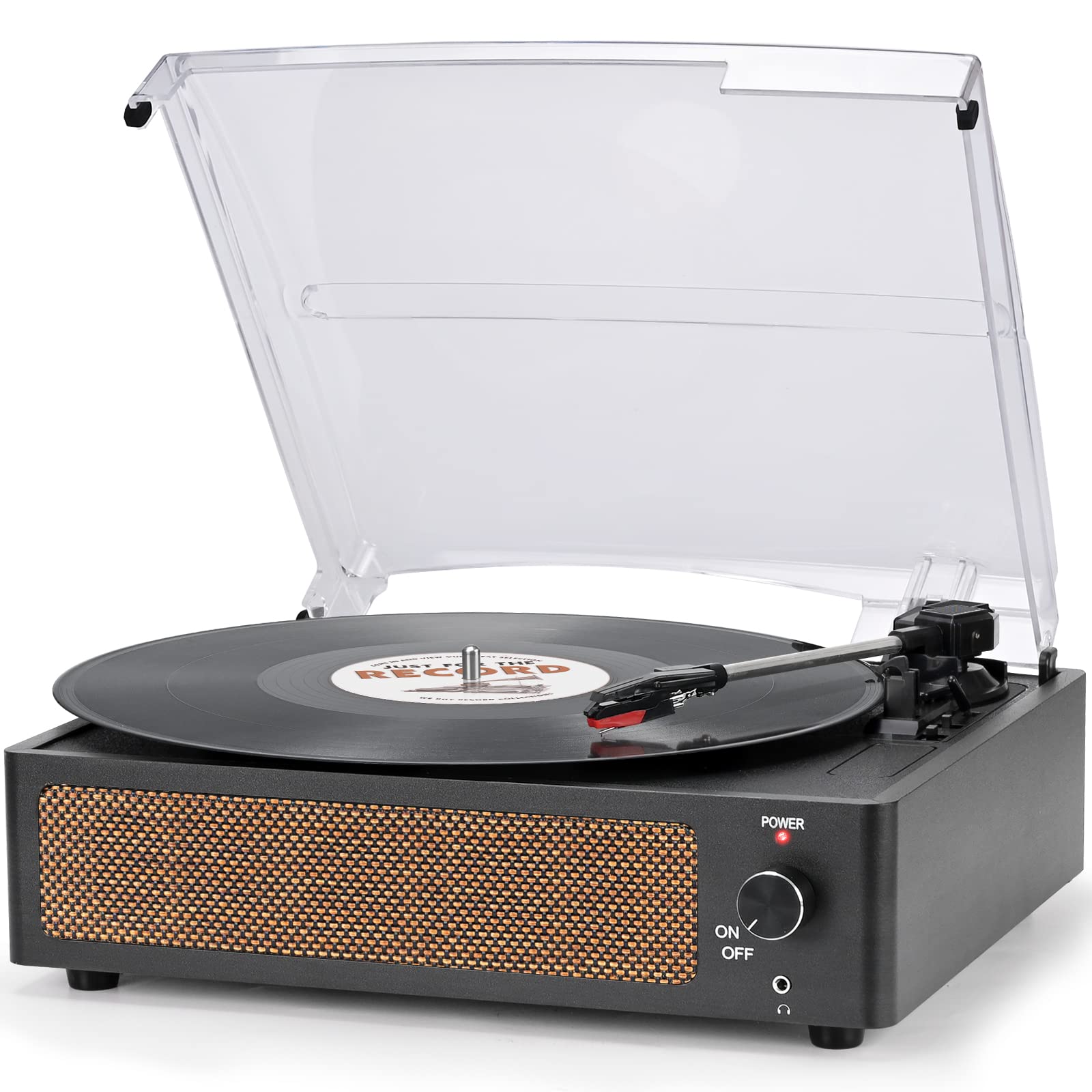 Vinyl Record Player with Speakers Vintage Turntable for Vinyl Records Belt-Driven Turntable Support 3-Speed Bluetooth Playback Headphone AUX RCA Line LP Vinyl Players for Sound Enjoyment Retro Brown
