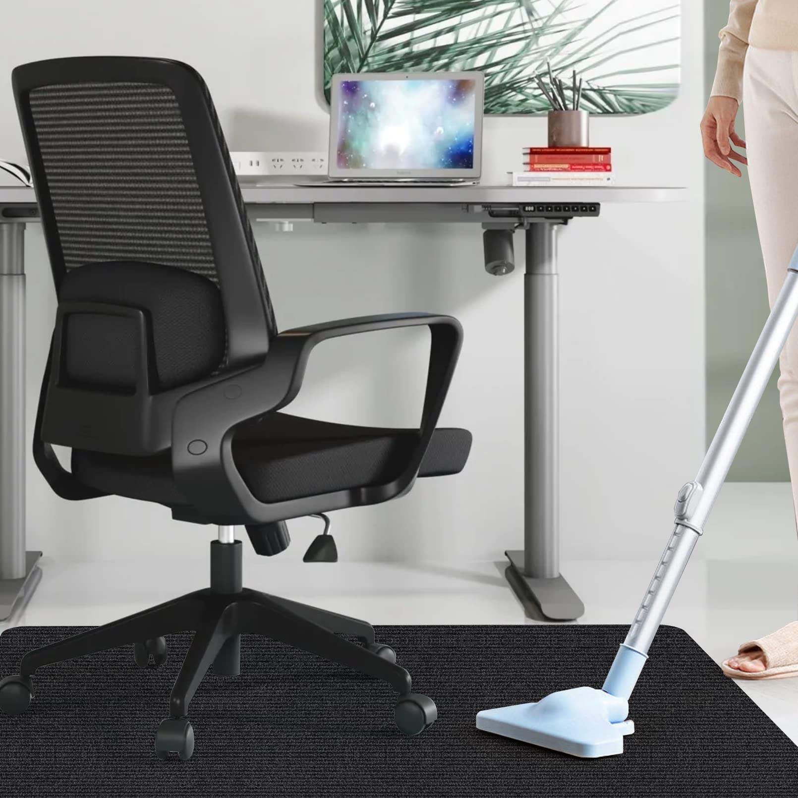 Sycoodeal Office Chair Mat for Hardwood Floor,Office Computer Gaming Chair Mat for Tile Floor,Large Floor Protector Rug,Anti-Slip,Easy to Clean,Pure Black(48"x36")