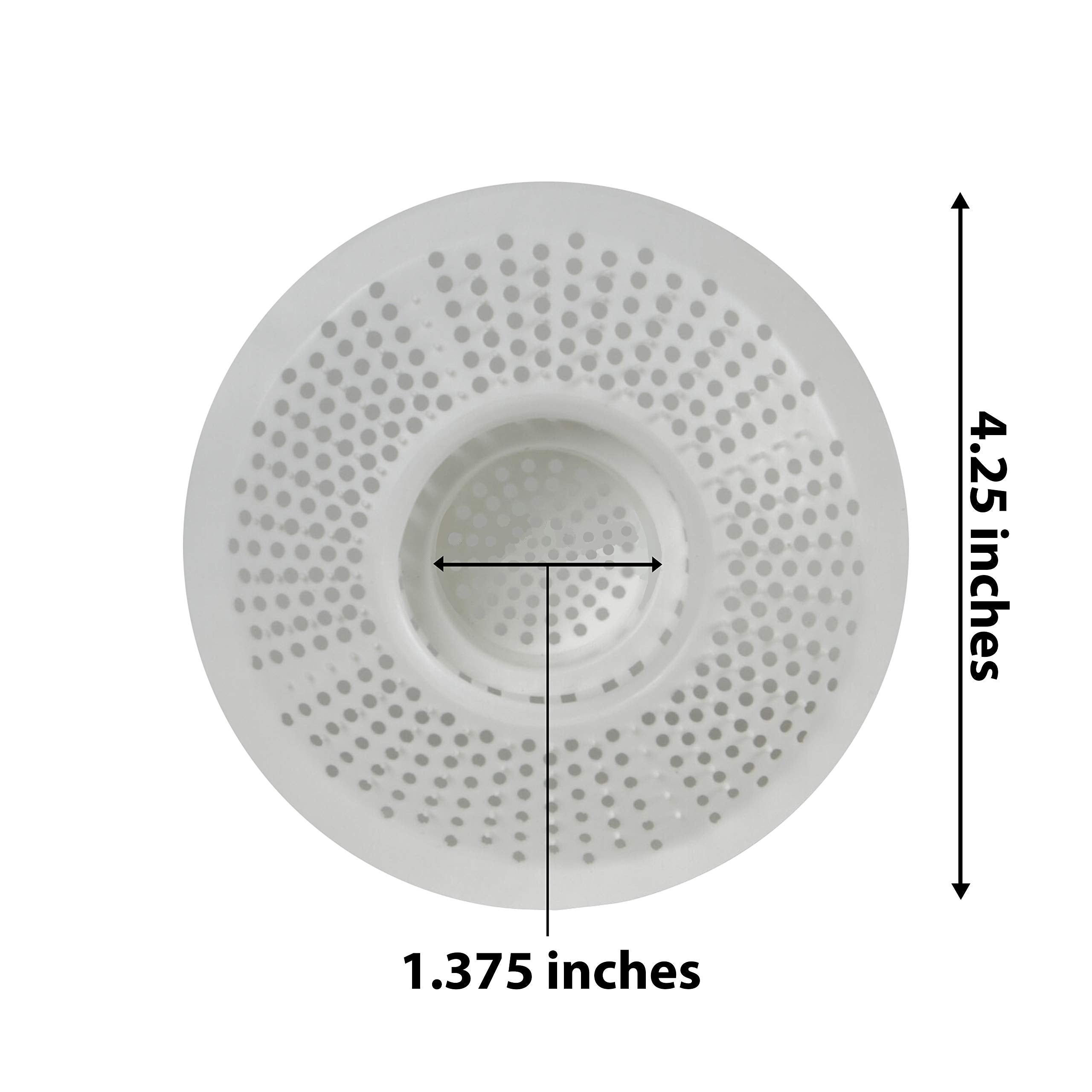 Hairstopper Drain Cover Hair Catcher for Shower and Bathtub, Protects Against Clogs Without Blocking Water Flow, White, 3 Pack