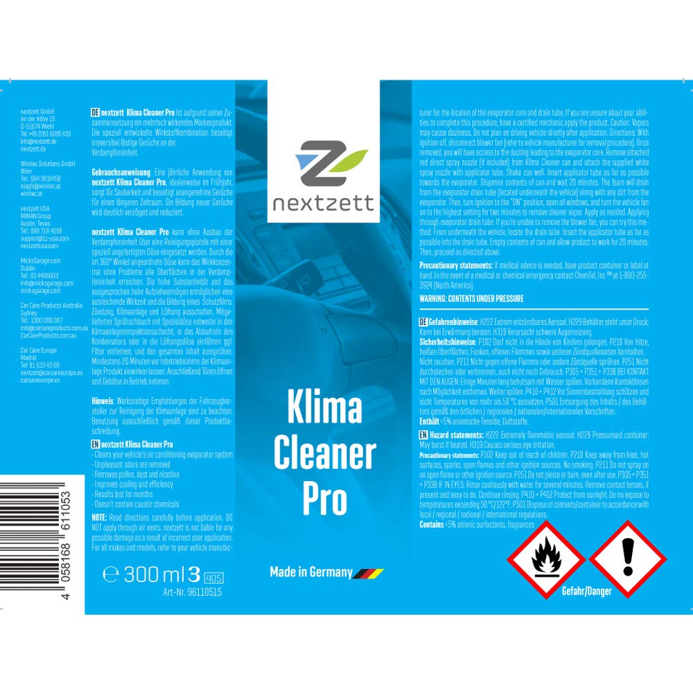 nextzett Klima-Cleaner Pro Air Conditioner Evaporator Cleaner, 10 fl oz