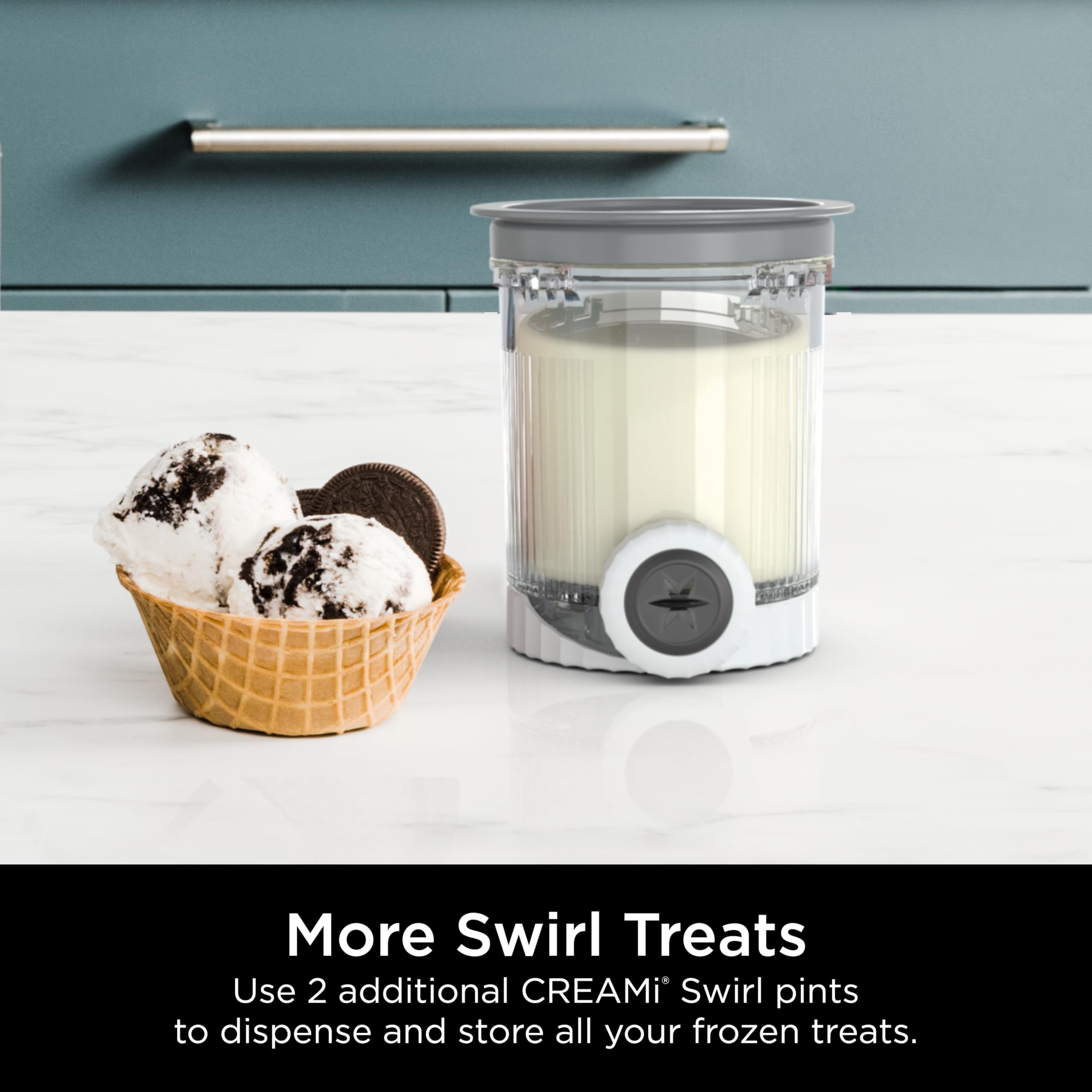 Ninja Swirl by CREAMi Pints and Lids - 2 Pack, Compatible with NC700 Series Ninja Swirl Ice Cream & Soft Serve Makers, BPA-Free & Dishwasher Safe, Grey Lids, XSK7PNTLD2