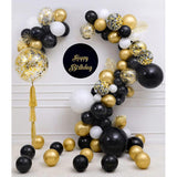 Zesliwy Black Gold Confetti Balloons 50 pack - 12 Inch Gold White and Black Confetti Balloons with Ribbons for Graduation Birthday Wedding Party Decorations…