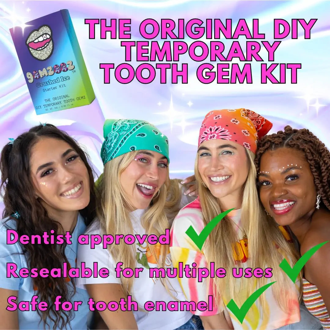 Gemzeez: The Original DIY Temporary Tooth Gemz Starter Kit (Crushed Ice) and 1,000 Gemz