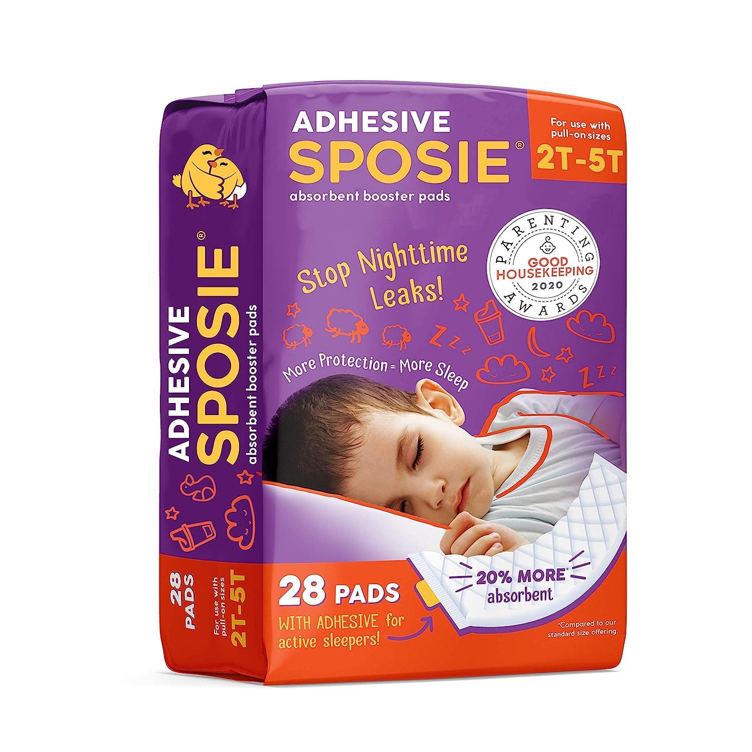 Sposie Diaper Booster Pads 2T-5T, 28 Count - Baby Diaper Pads Inserts Overnight, Diaper Liners for Nighttime Diapers, Overnight Diapers