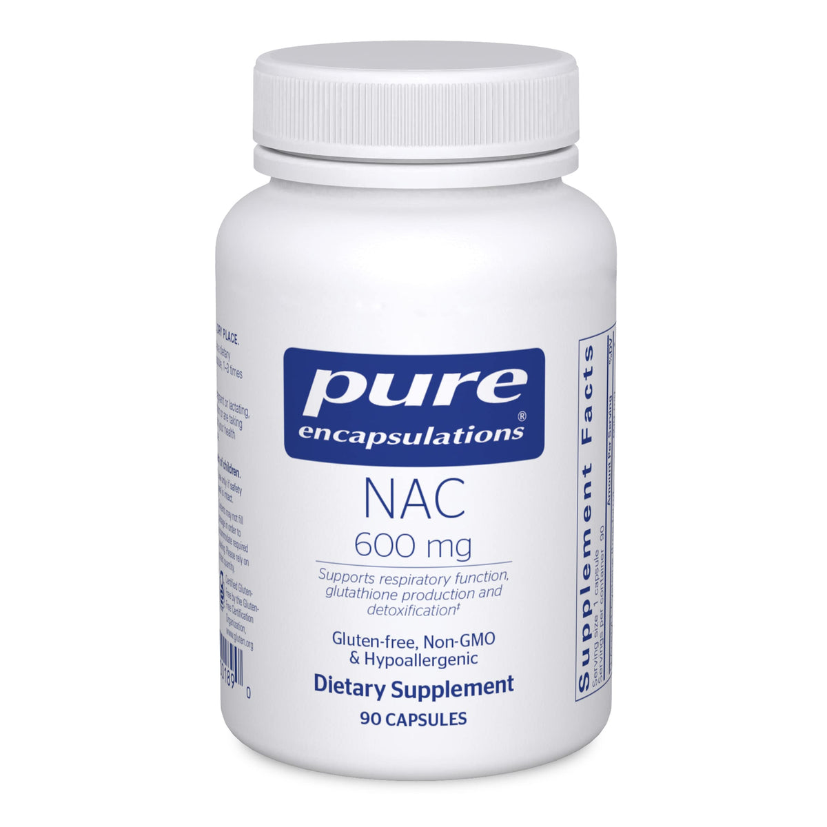 Pure Encapsulations NAC 600 mg - مكمل إن-أسيتيل سيستين (NAC) لدعم صحة الرئة والمناعة، ودعم الكبد ومضادات الأكسدة* - مع إن-أسيتيل-إل-سيستين حر - 90 كبسولة