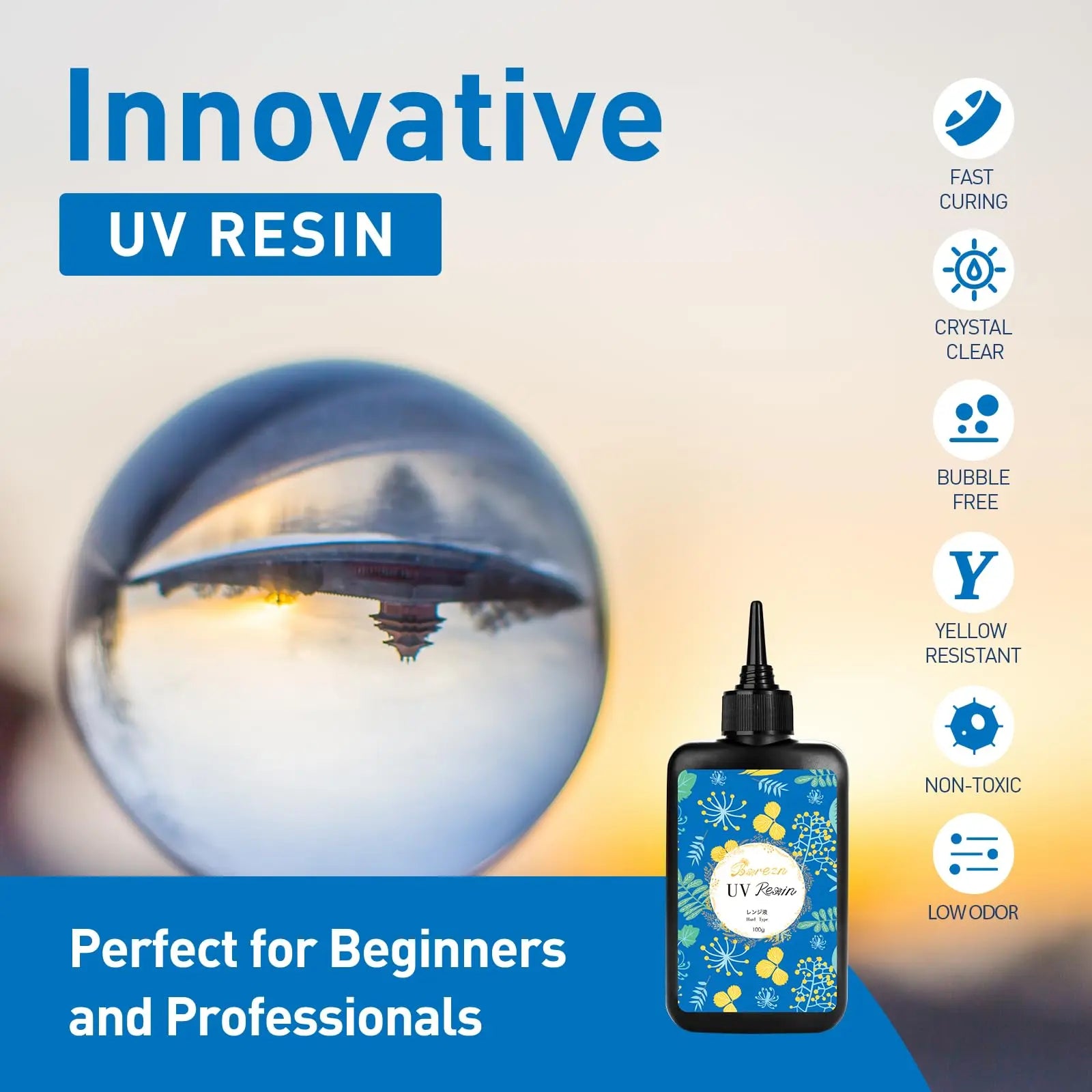 Bsrezn 400g UV Resin Hard, Crystal Clear Premixed Resin for Jewelry Making and Crafting (100g x 4)