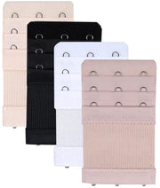 KTOBTEL Bra Extender 3 Hooks 3 Rows Elastic Bra Band Hook Strap Extensions for Women, Pack of 4 (Multicolor)