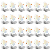 Amico 24 Pack 6 Inch 5CCT Ultra-Thin LED Recessed Ceiling Light with Junction Box, 1050LM Brightness, Dimmable Canless Wafer Downlight, 12W, ETL&FCC