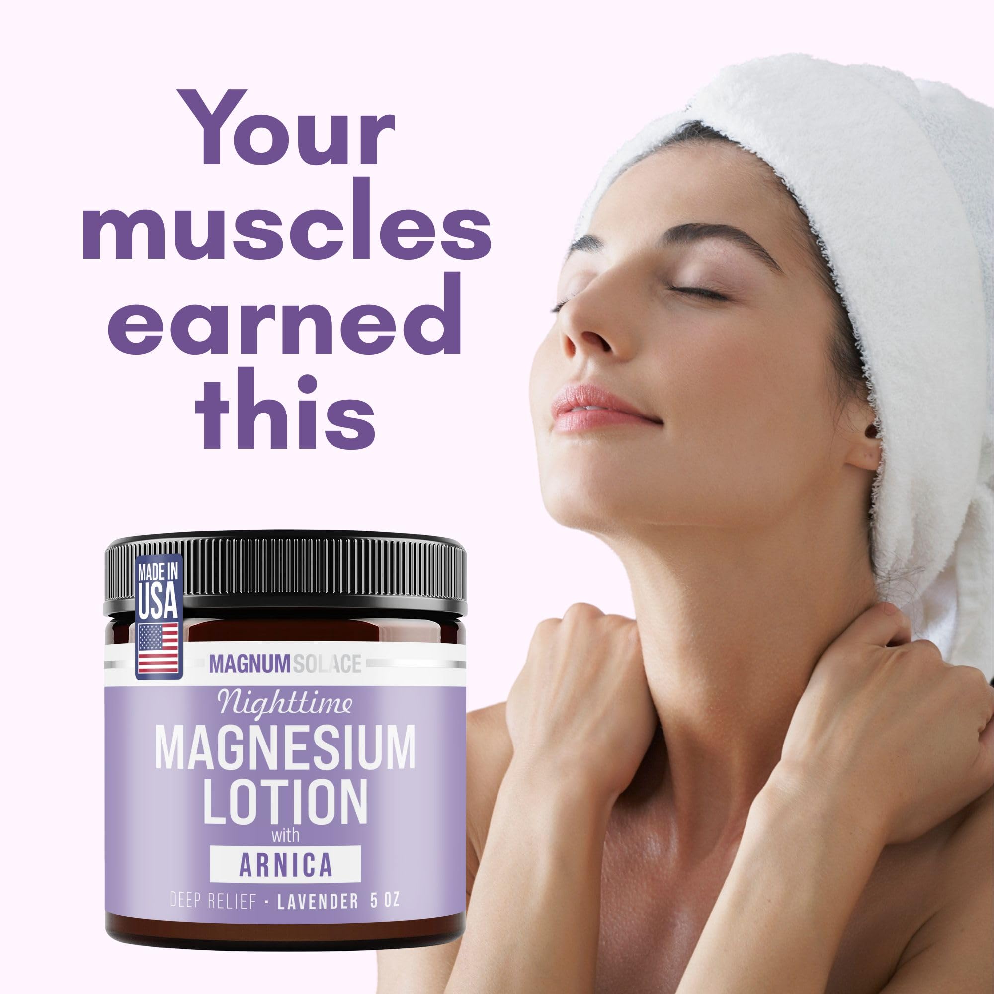 Nighttime Magnesium Lotion with Arnica – Soothing Relief & Relaxation, Highly Concentrated Magnesium for Muscles & Joints – Apply to Legs or Feet Before Bed – Skin-Friendly