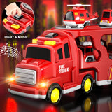 Bennol Toddler Trucks Toys for Boys Age 1-3 3-5, 5 in 1 Fire Car Truck for Girls 1 2 3 4 5 6 Years Old, Christmas Birthday Gift Car Sets with Light Sound