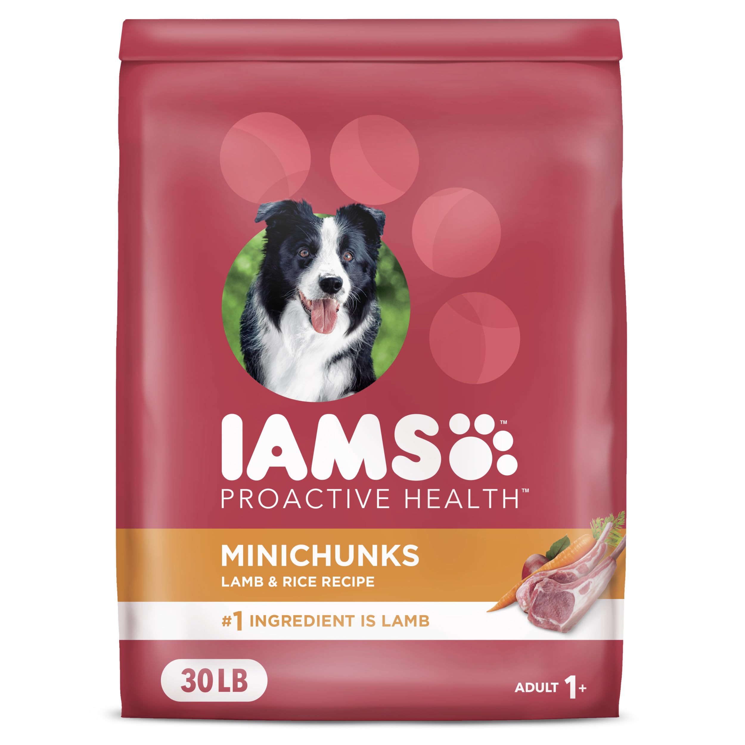 IAMS Proactive Health Minichunks Adult Dry Dog Food with Lamb & Rice, 30 lb. Bag