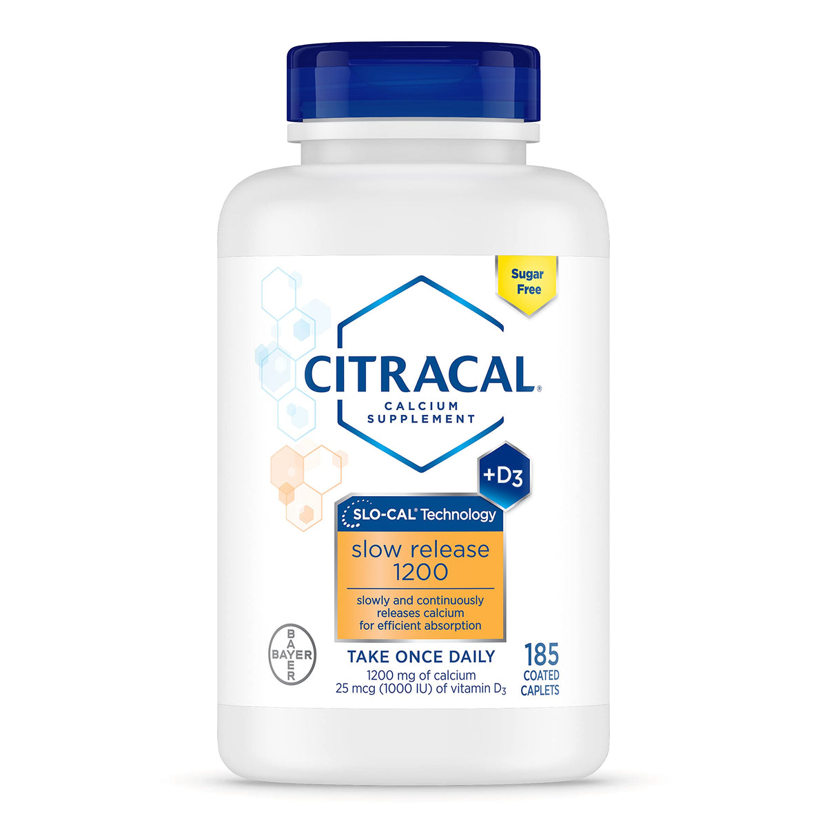 Citracal بطيء الإطلاق 1200، 1200 ملغ سيترات الكالسيوم مع فيتامين د (1000 وحدة دولية)، فيتامين د3، دعم صحة العظام، مكمل كالسيوم للأعمار 12+، 185 قطعة