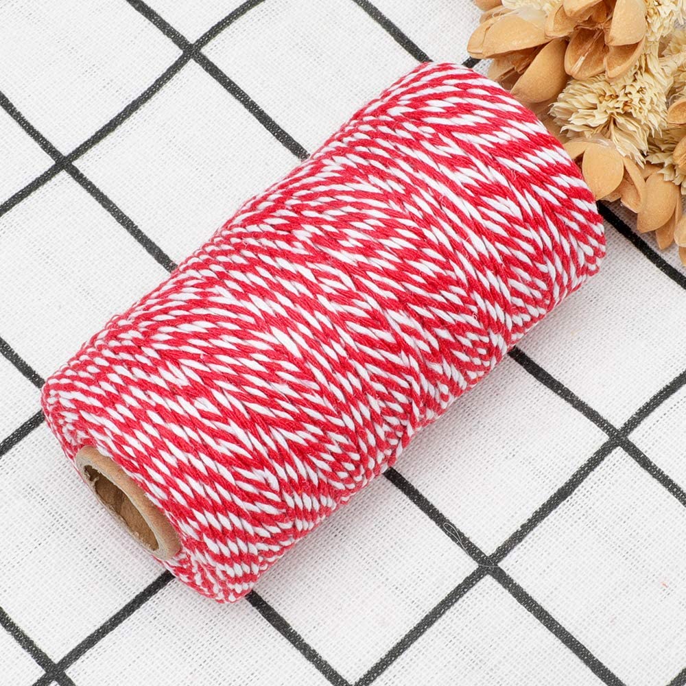 Red White Gift Twine String Holiday Twine 328 Feet Cotton Bakers Twine Crafts Christmas Twine Durable Packing String