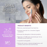 SPA SCIENCES - SIMA Dermaplaning Tool - Patented Painless 2 in 1 Facial Exfoliation & Peach Fuzz-Hair Removal System w/ 7 Weeks Treatment Included - Anti-Aging – 3 Speeds - Rechargeable