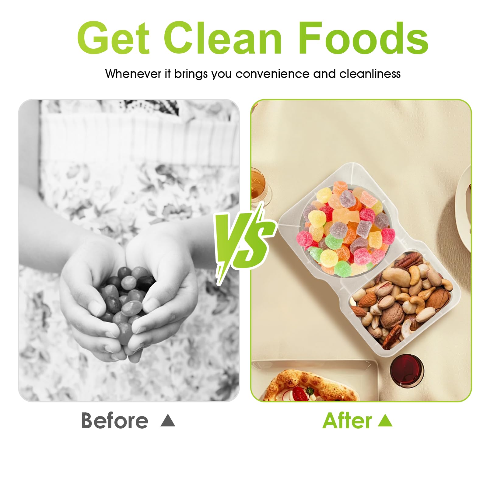 VTMCUI 20 PCS Snack Containers with Lid, Leakproof Dipping Containers with 2 Compartments,Reusable Snack Pack Containers, Portion Control Condiment Container