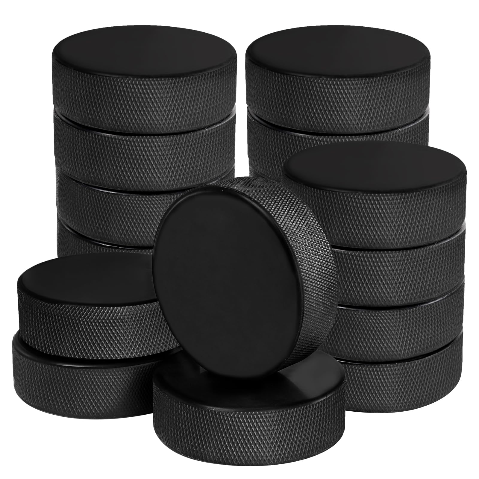 Faswin 18er-Pack Eishockey-Pucks mit 3 wiederverwendbaren Netzbeuteln, Offizielle Größe, Durchmesser 7,62 cm, Dicke 2,54 cm, 170 g, Schwarz