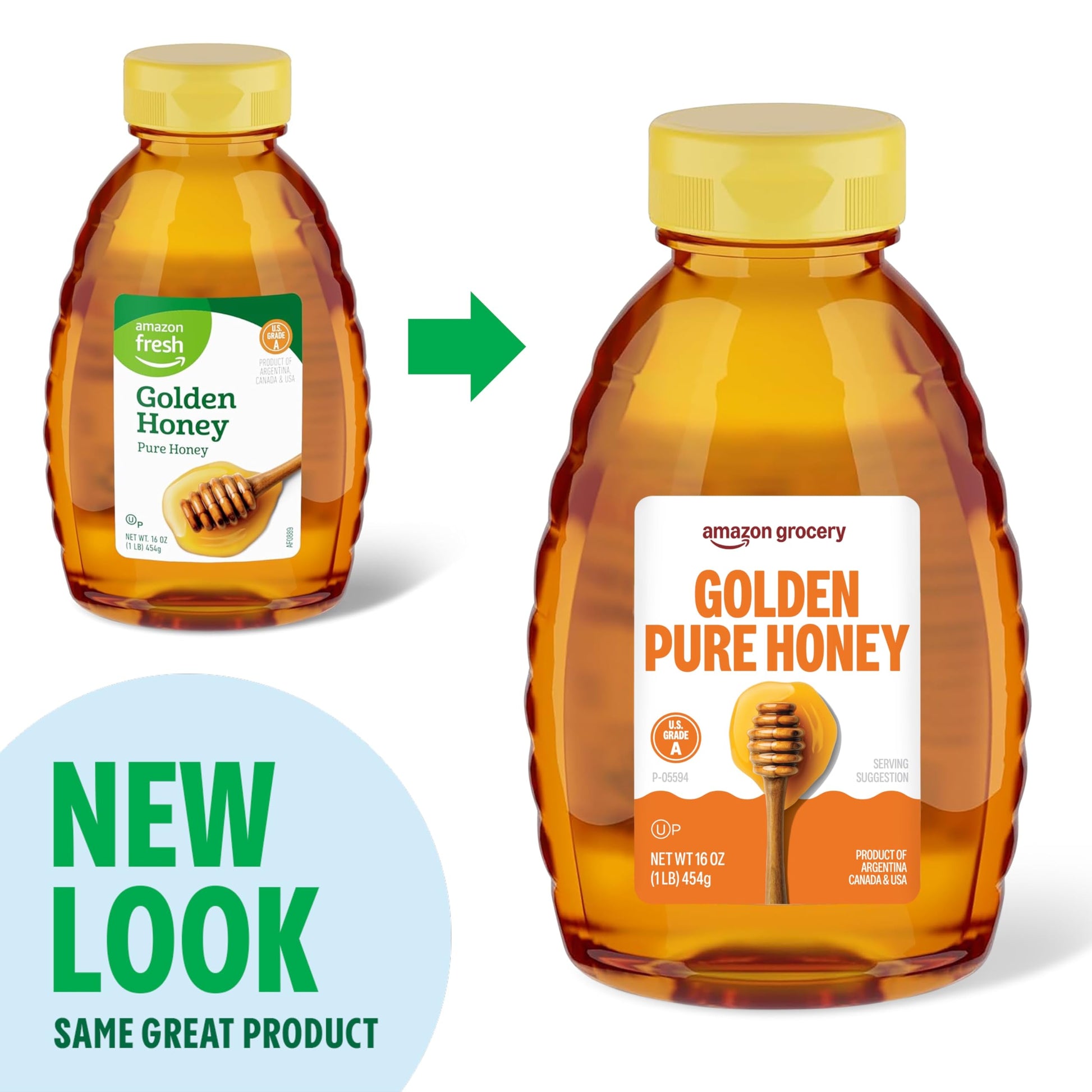 Amazon Grocery, Golden Pure Honey, 16 Oz (Previously Amazon Fresh, Packaging May Vary)