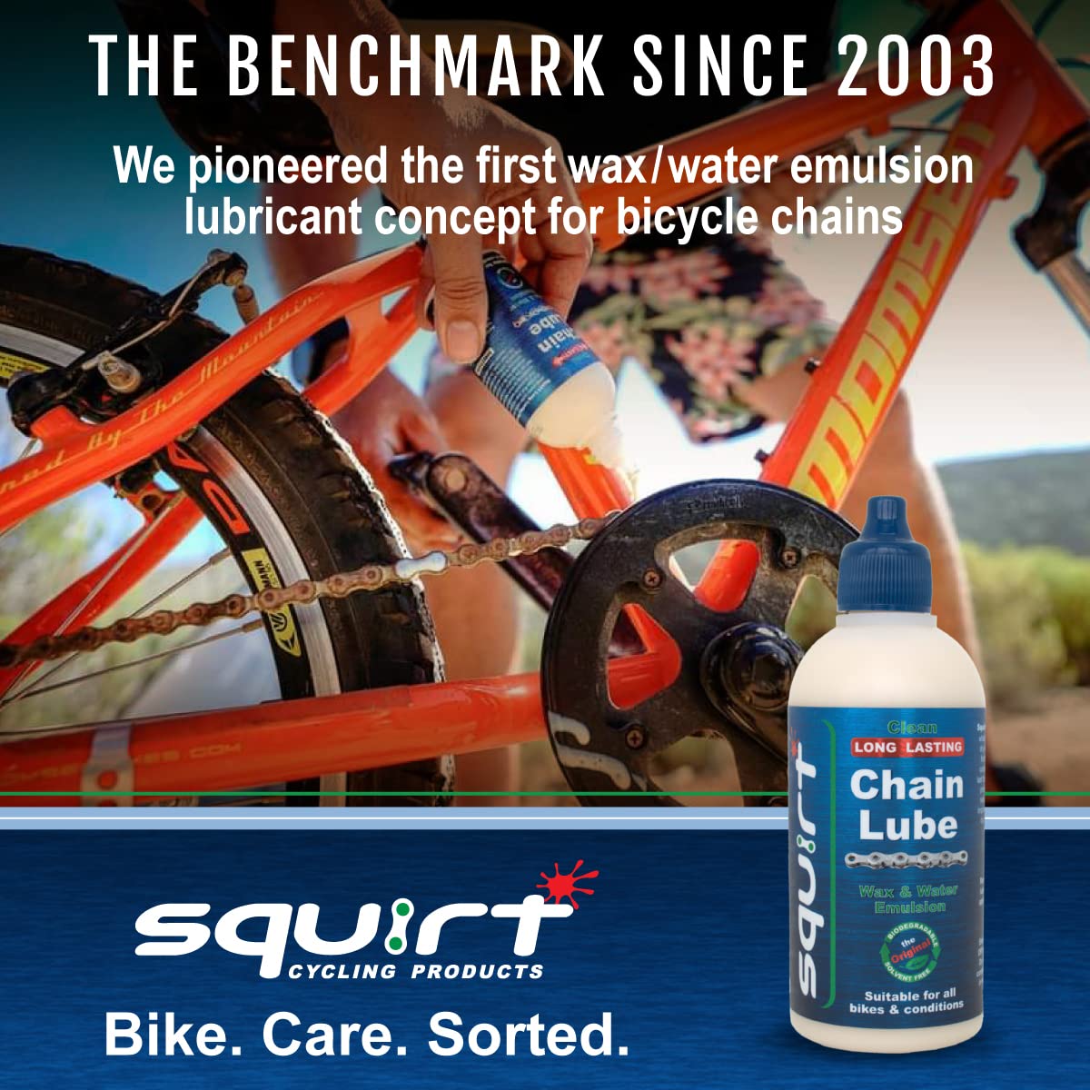Squirt Chain Lube for Bikes 120 ml – Long-Lasting Lubricant for All Bike Chains – All-Weather Dry Bike Chain Lube to Reduce Noise & Chainsuck – Bicycle Tools & Maintenance Aid